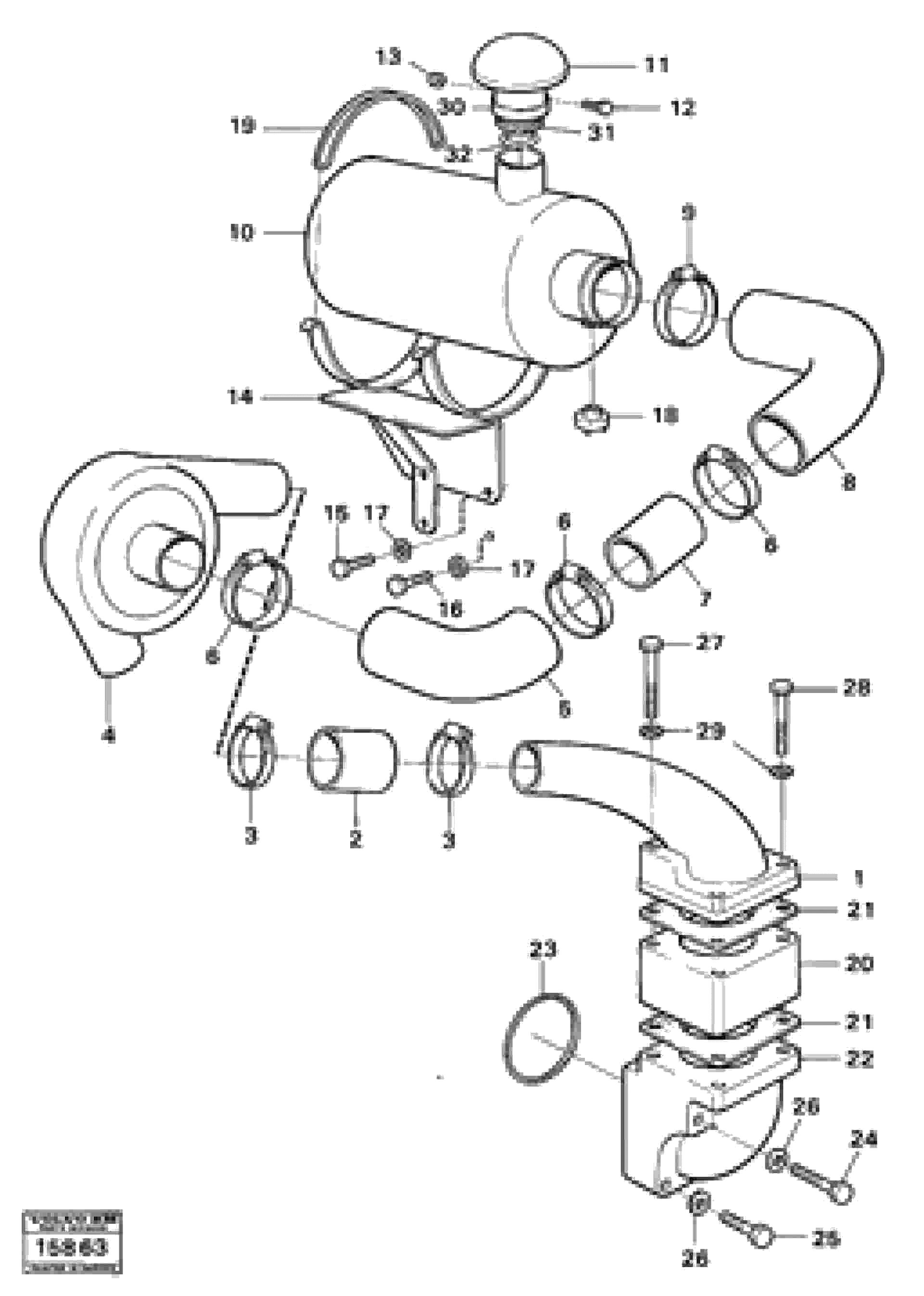 Схема запчастей Volvo 616B/646 616B,646 D45, TD45 - 68112 Inlet system,td45 prod nr 36121,36125 