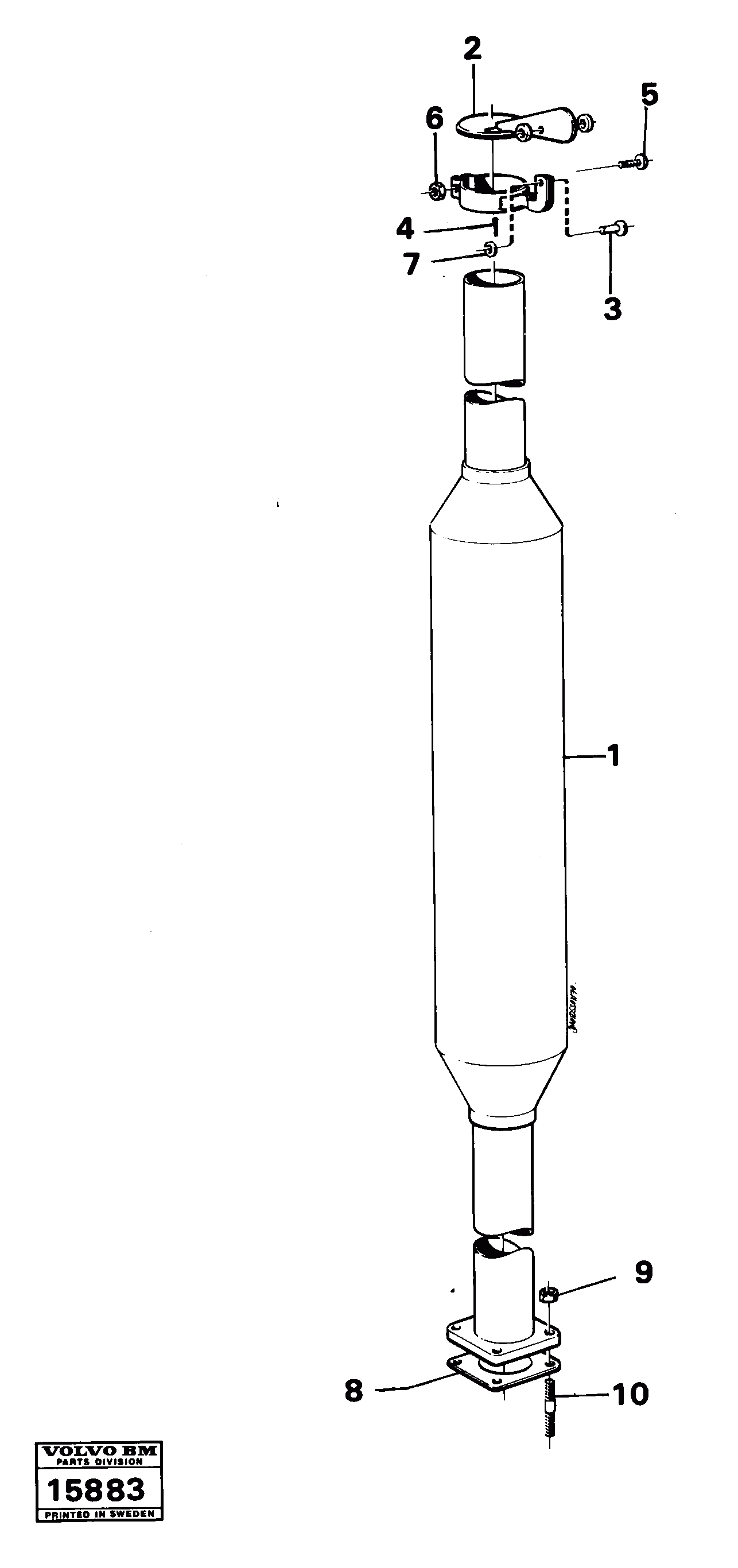 Схема запчастей Volvo 616B/646 616B,646 D45, TD45 - 71105 Exhaust system prod 36117 