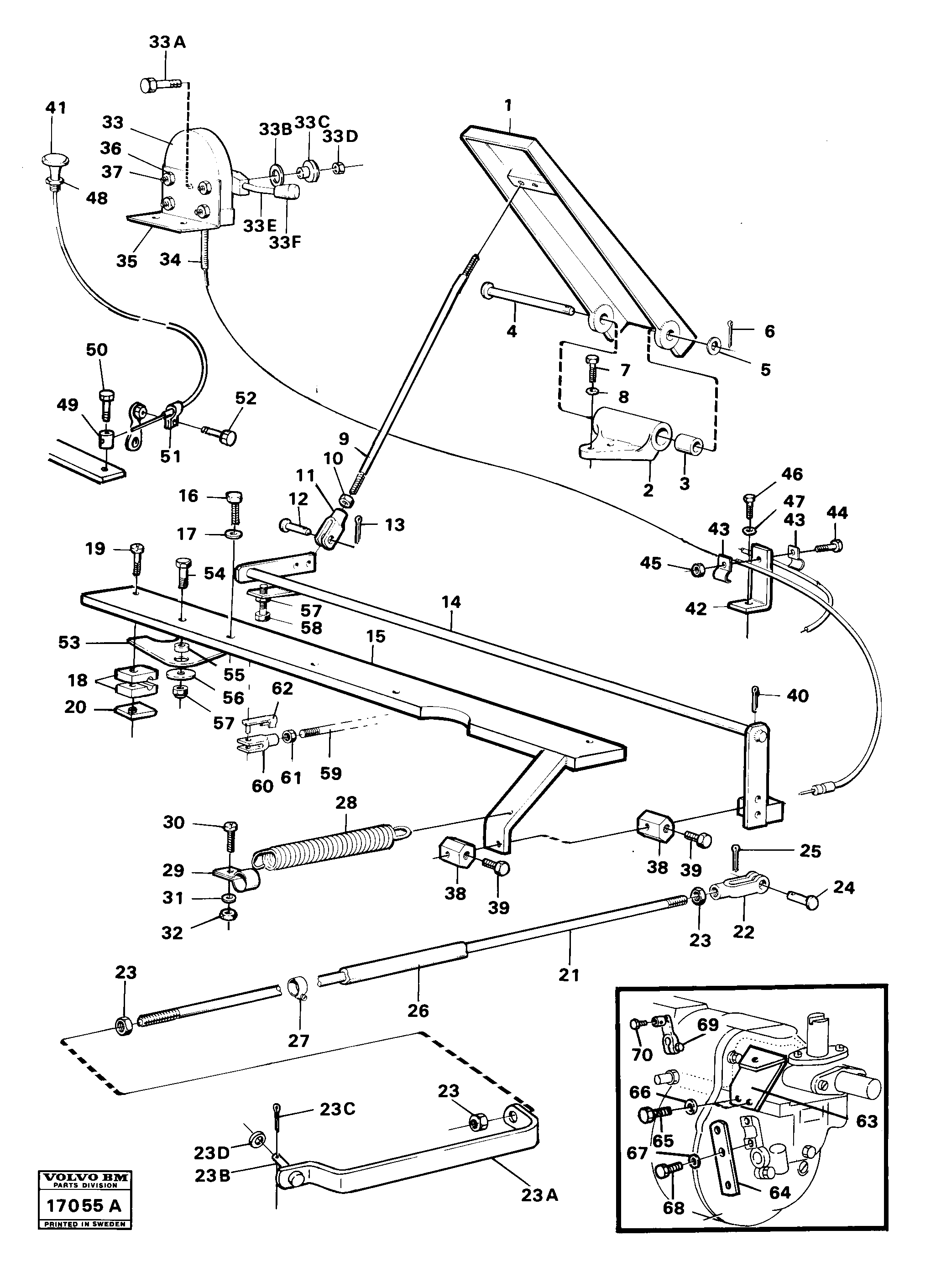 Схема запчастей Volvo 616B/646 616B,646 D45, TD45 - 70980 Regulator control 