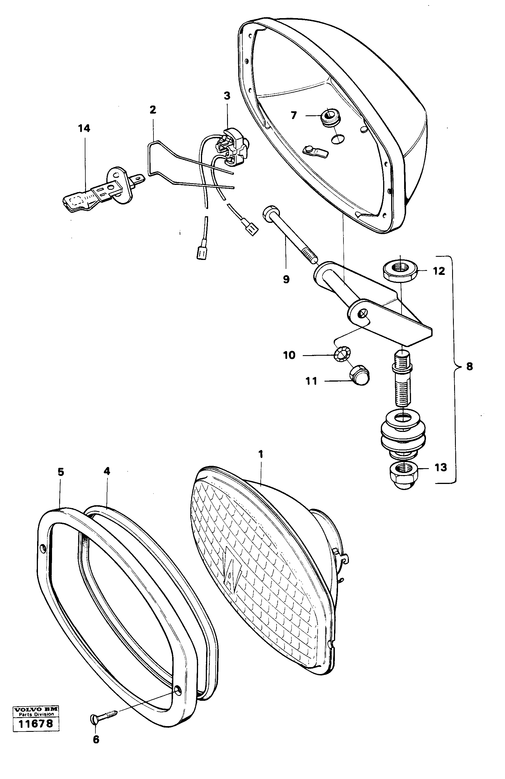 Схема запчастей Volvo 616B/646 616B,646 D45, TD45 - 19355 Фара 