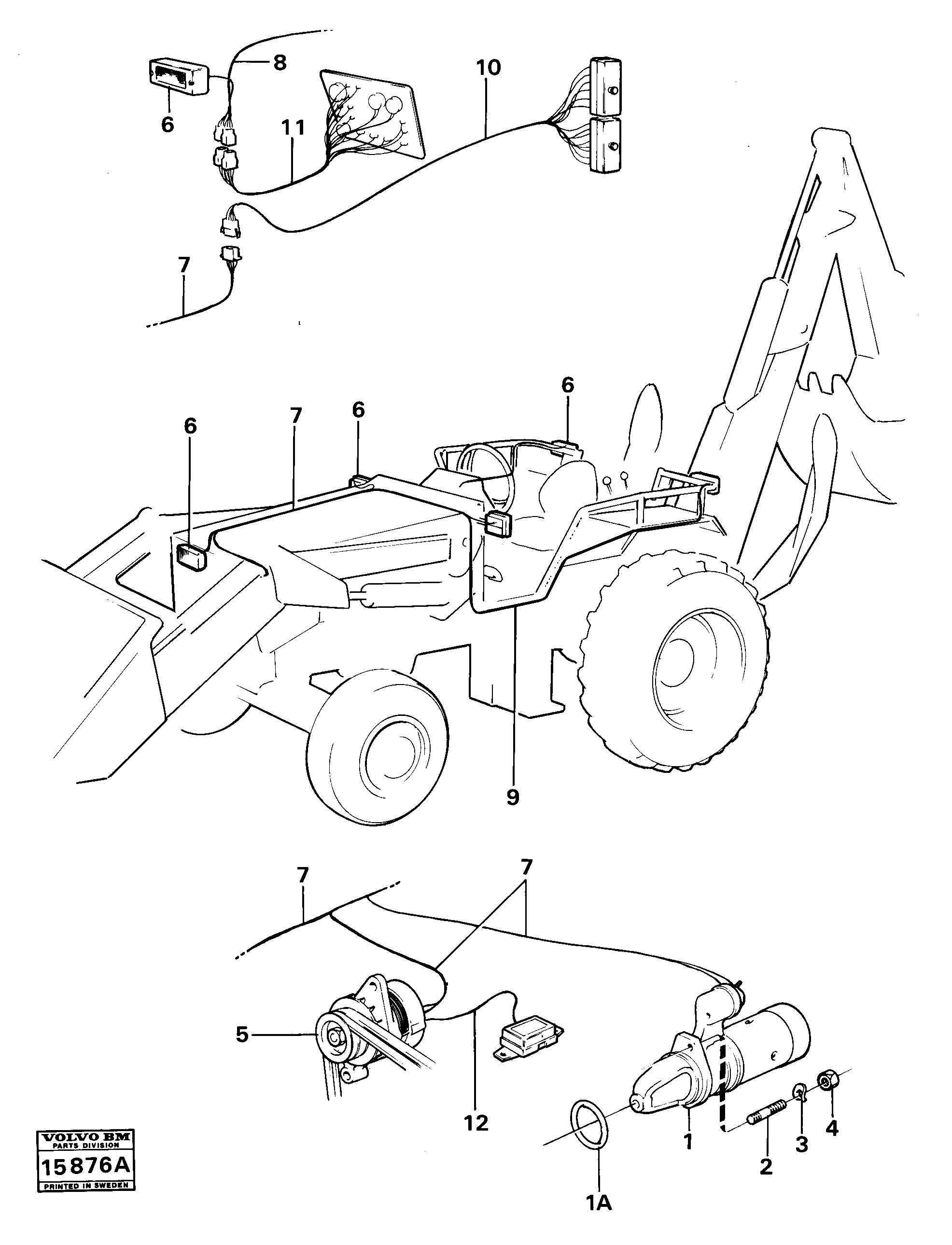 Схема запчастей Volvo 616B/646 616B,646 D45, TD45 - 19469 Electrical equipment prod 36117 Prod 36121 