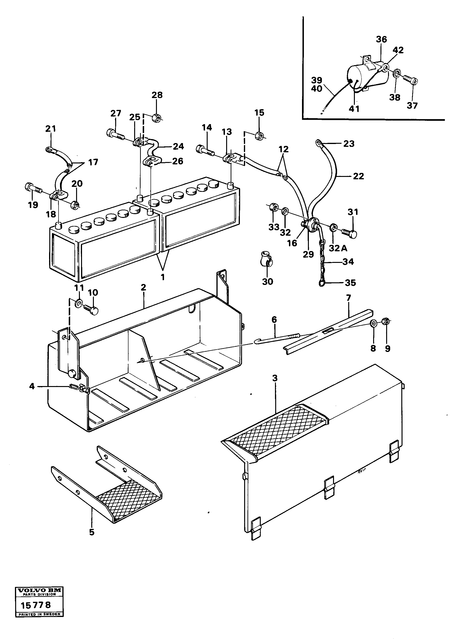 Схема запчастей Volvo 616B/646 616B,646 D45, TD45 - 32268 Storage batteries and battery box 