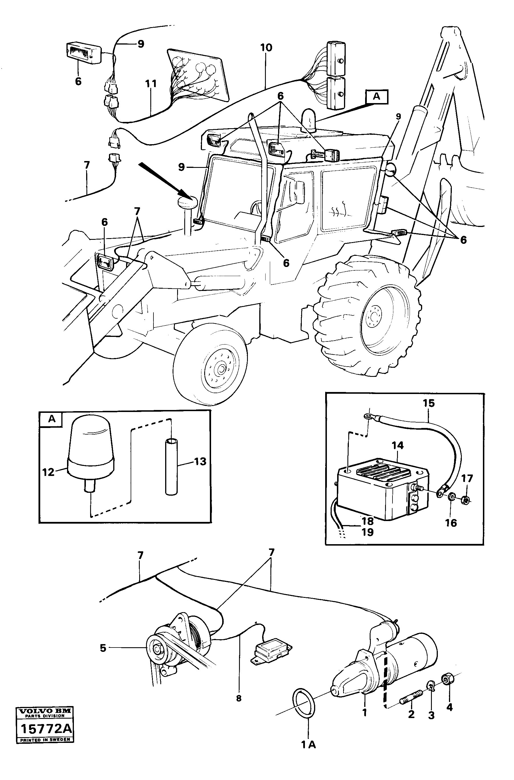 Схема запчастей Volvo 616B/646 616B,646 D45, TD45 - 35919 Electrical equipment prod nr 36107,36125 