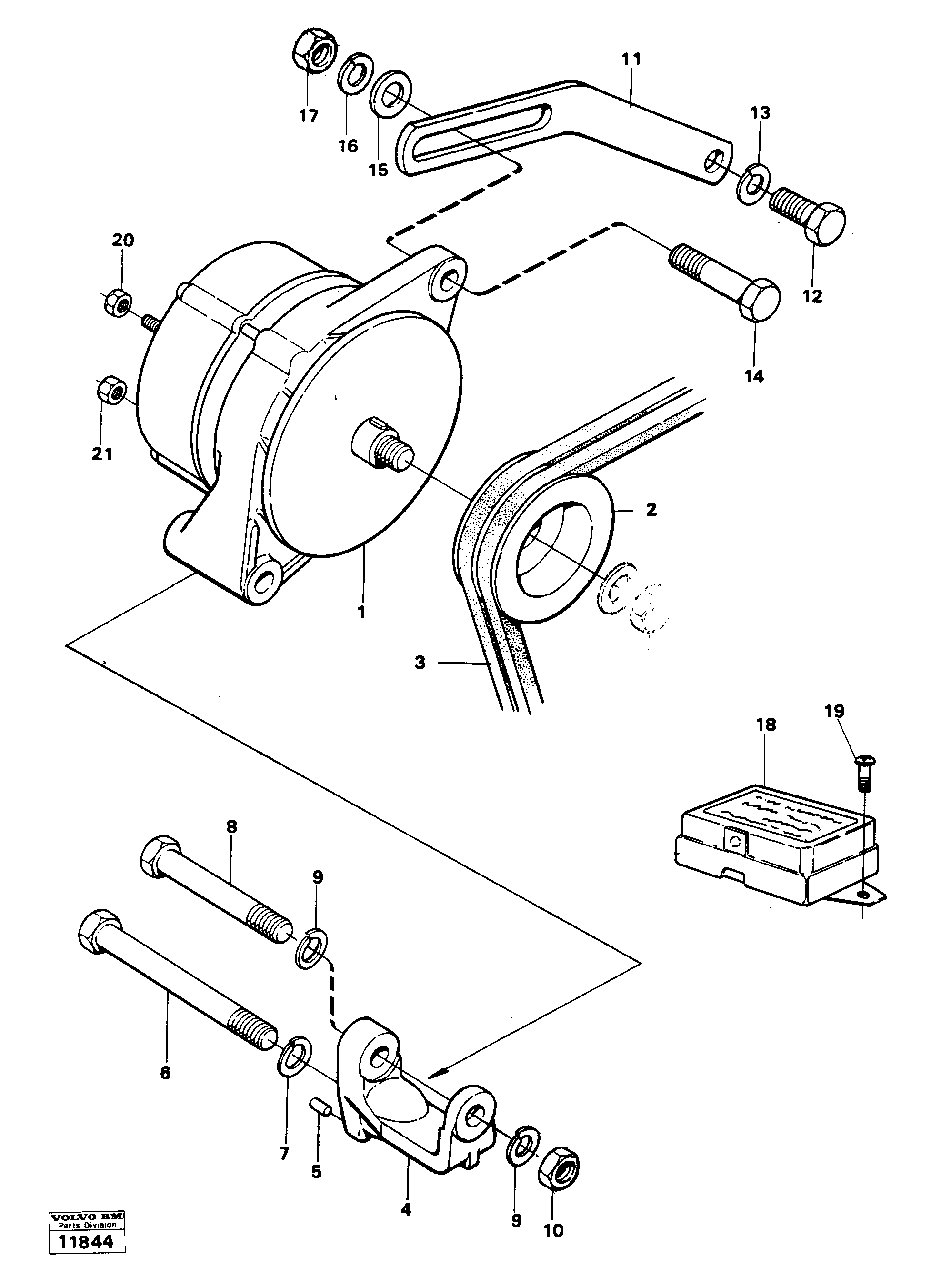 Схема запчастей Volvo 616B/646 616B,646 D45, TD45 - 4159 Alternator with assembling details 