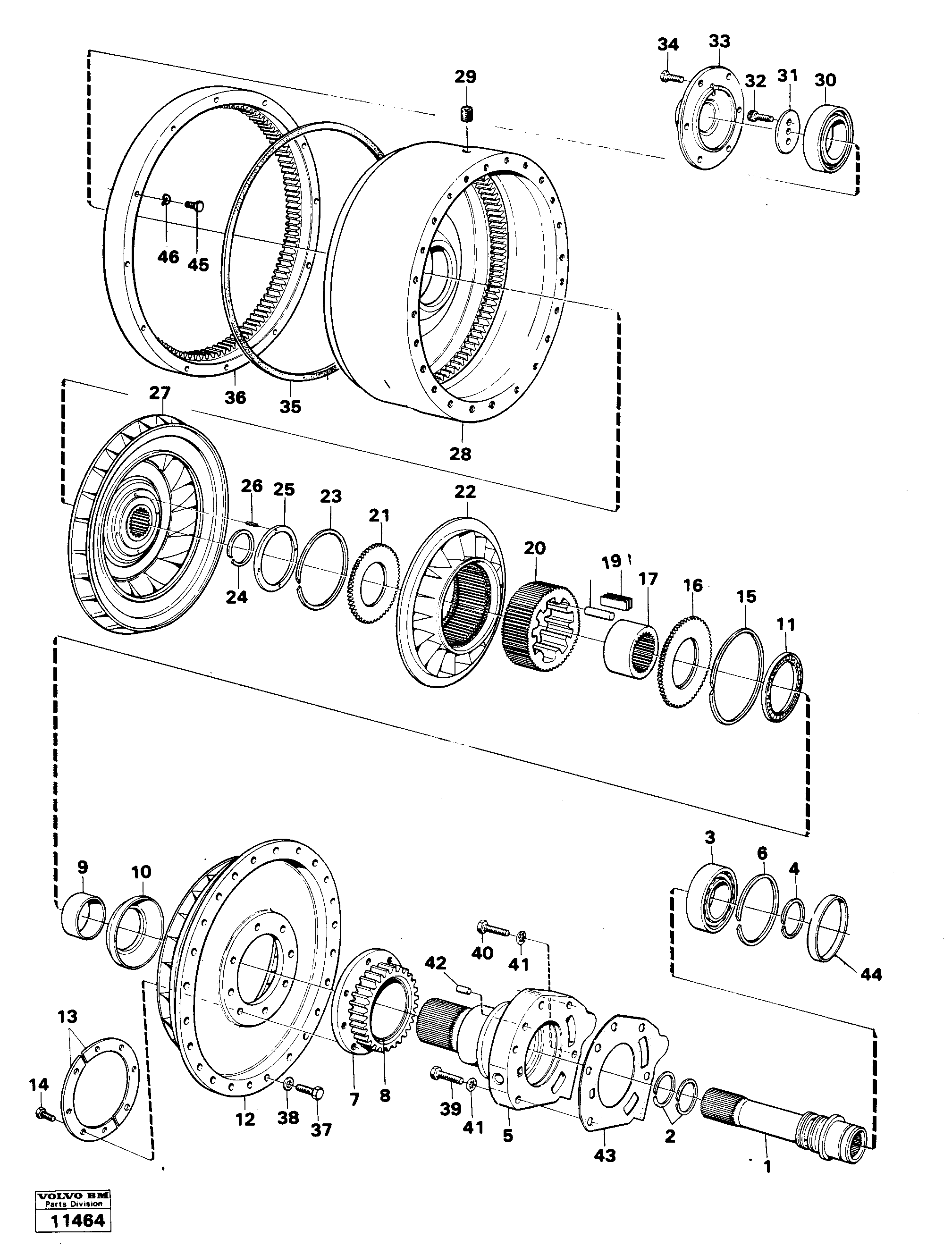 Схема запчастей Volvo 616B/646 616B,646 D45, TD45 - 193 Torque converter 