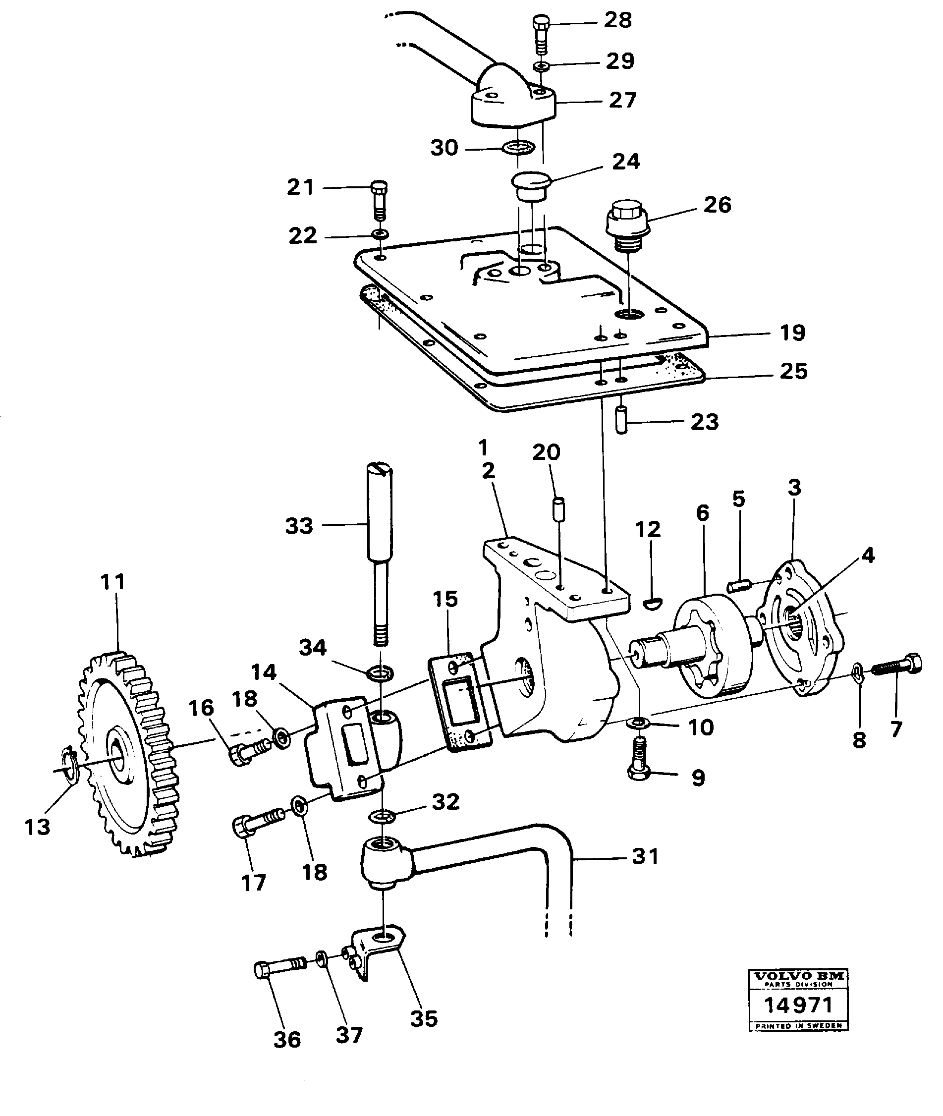 Схема запчастей Volvo 616B/646 616B,646 D45, TD45 - 199 Oil-pump cover and oil-pump 