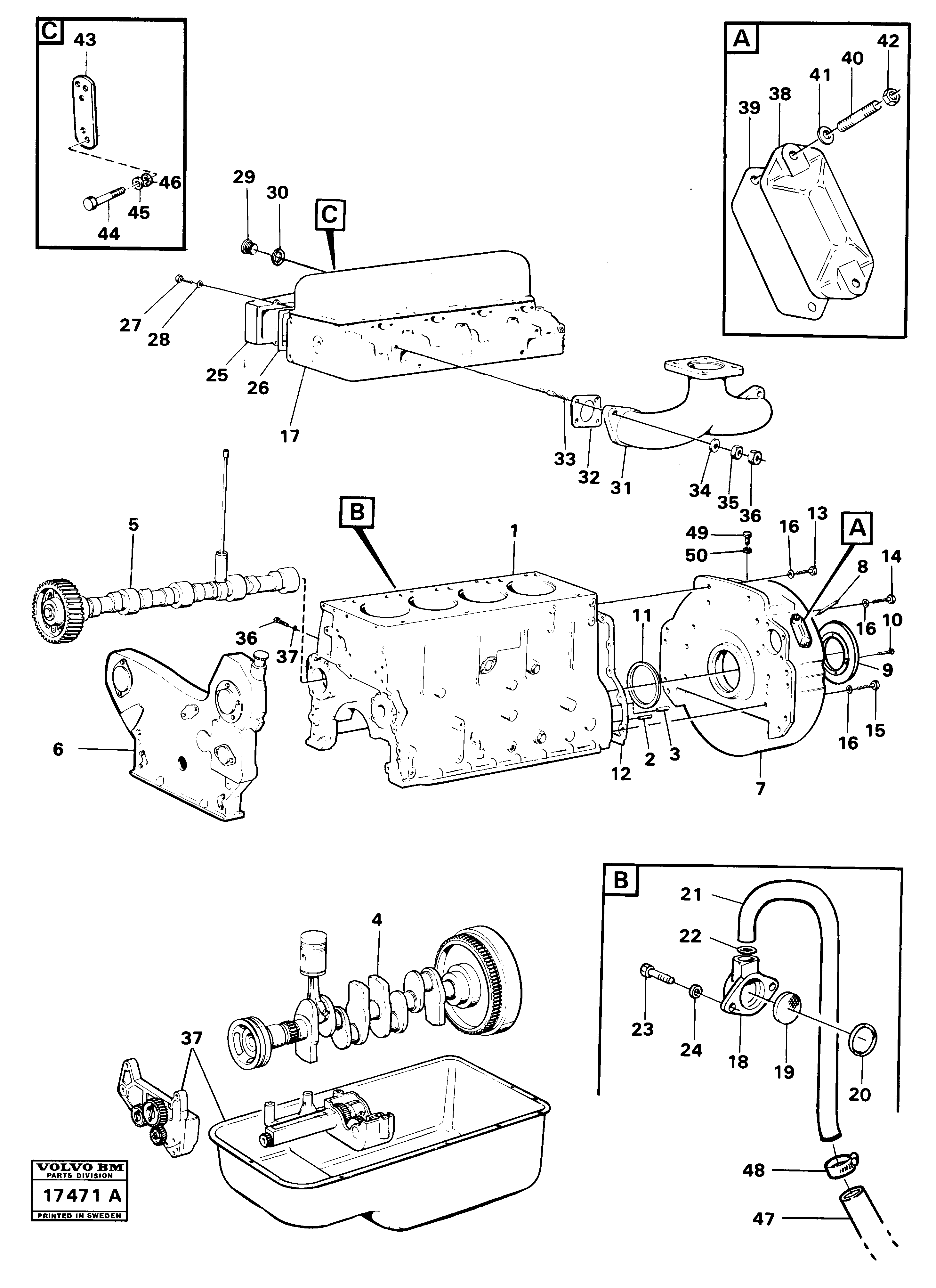 Схема запчастей Volvo 4200B 4200B - 98933 Engine with fitting parts 