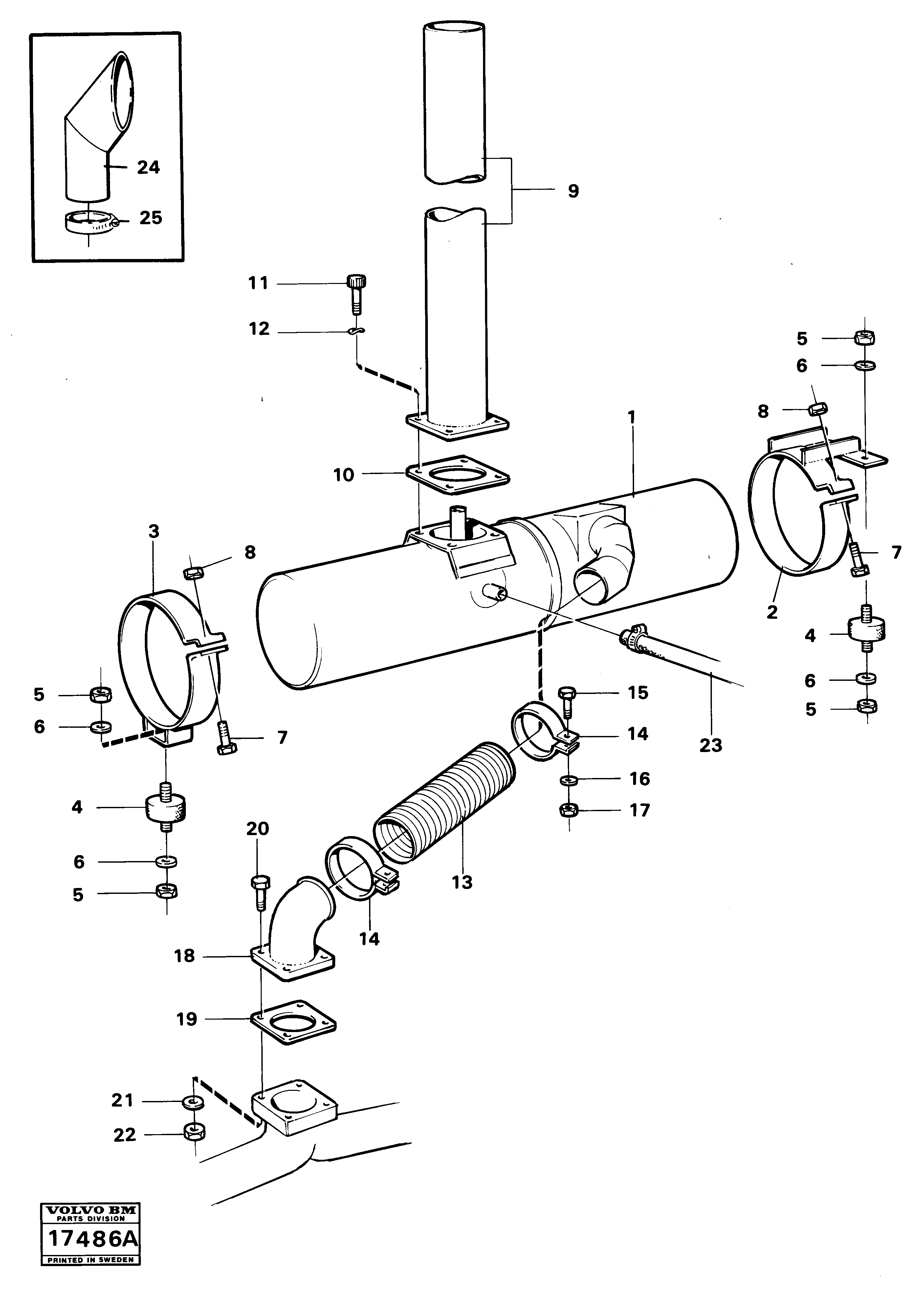 Схема запчастей Volvo 4200B 4200B - 80249 Выхлопная система 