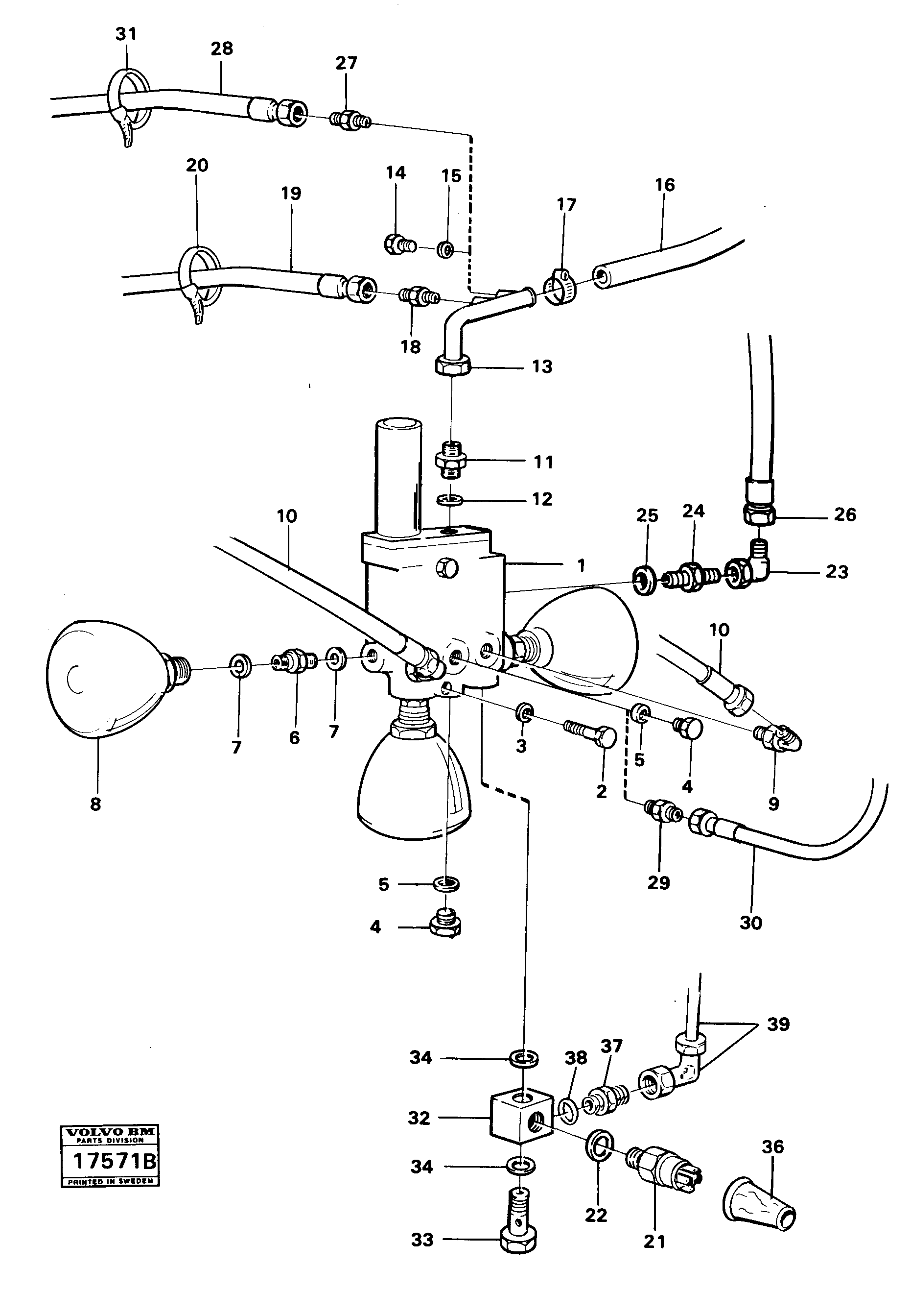 Схема запчастей Volvo 4200B 4200B - 100321 Valve with fitting parts 