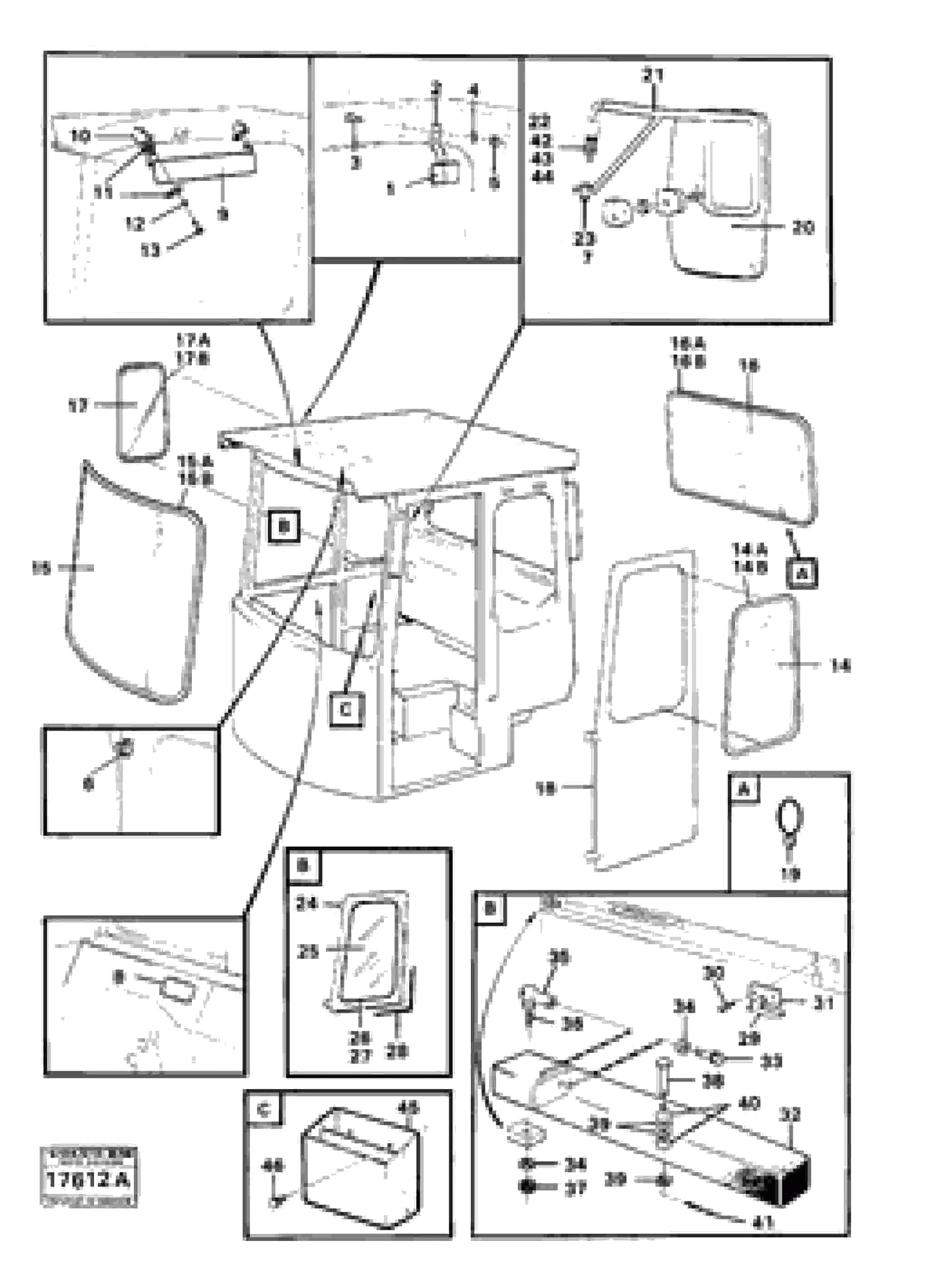 Схема запчастей Volvo 4200B 4200B - 96719 Glass panes and interior components 