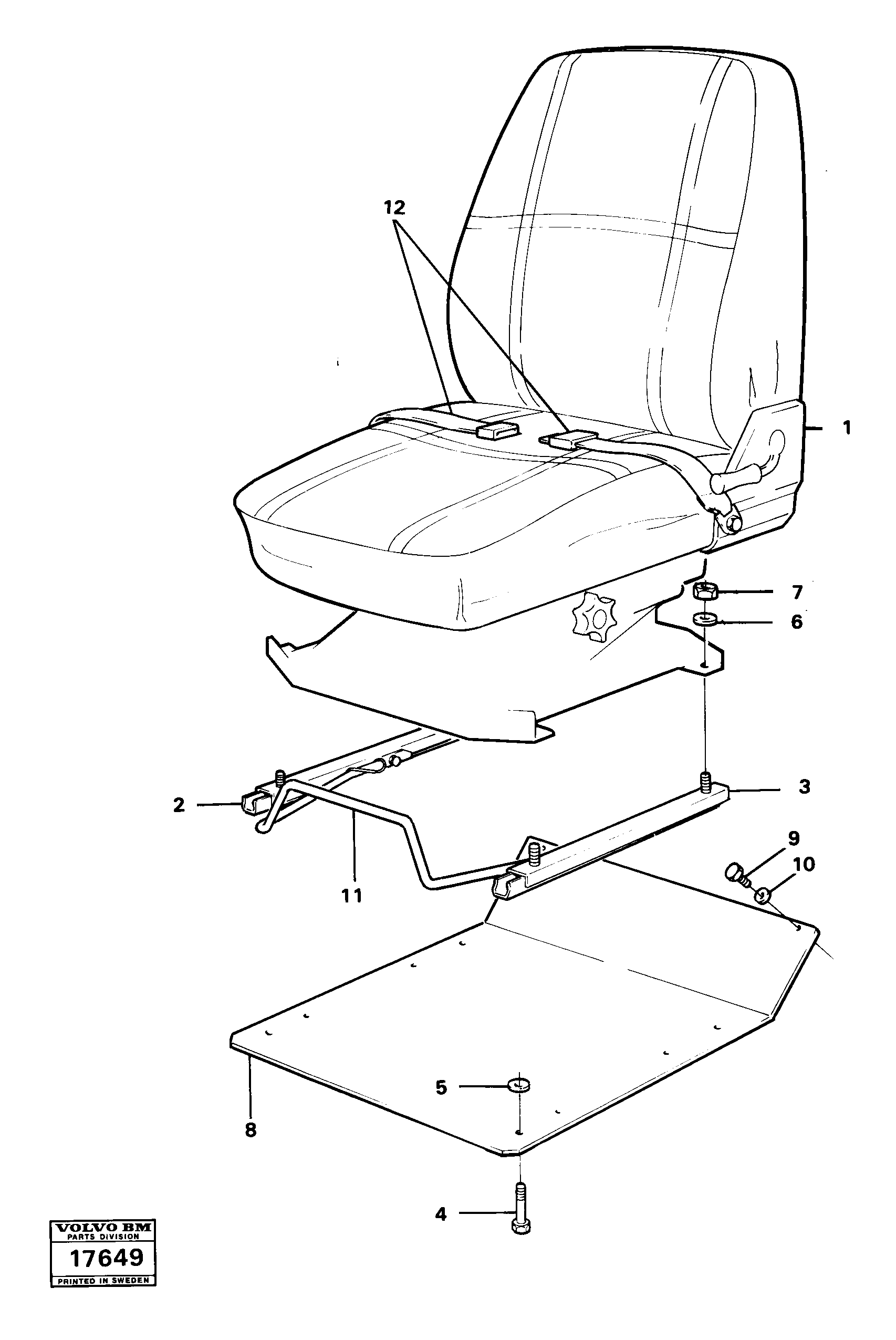 Схема запчастей Volvo 4200B 4200B - 205 Operator seat with fitting parts 