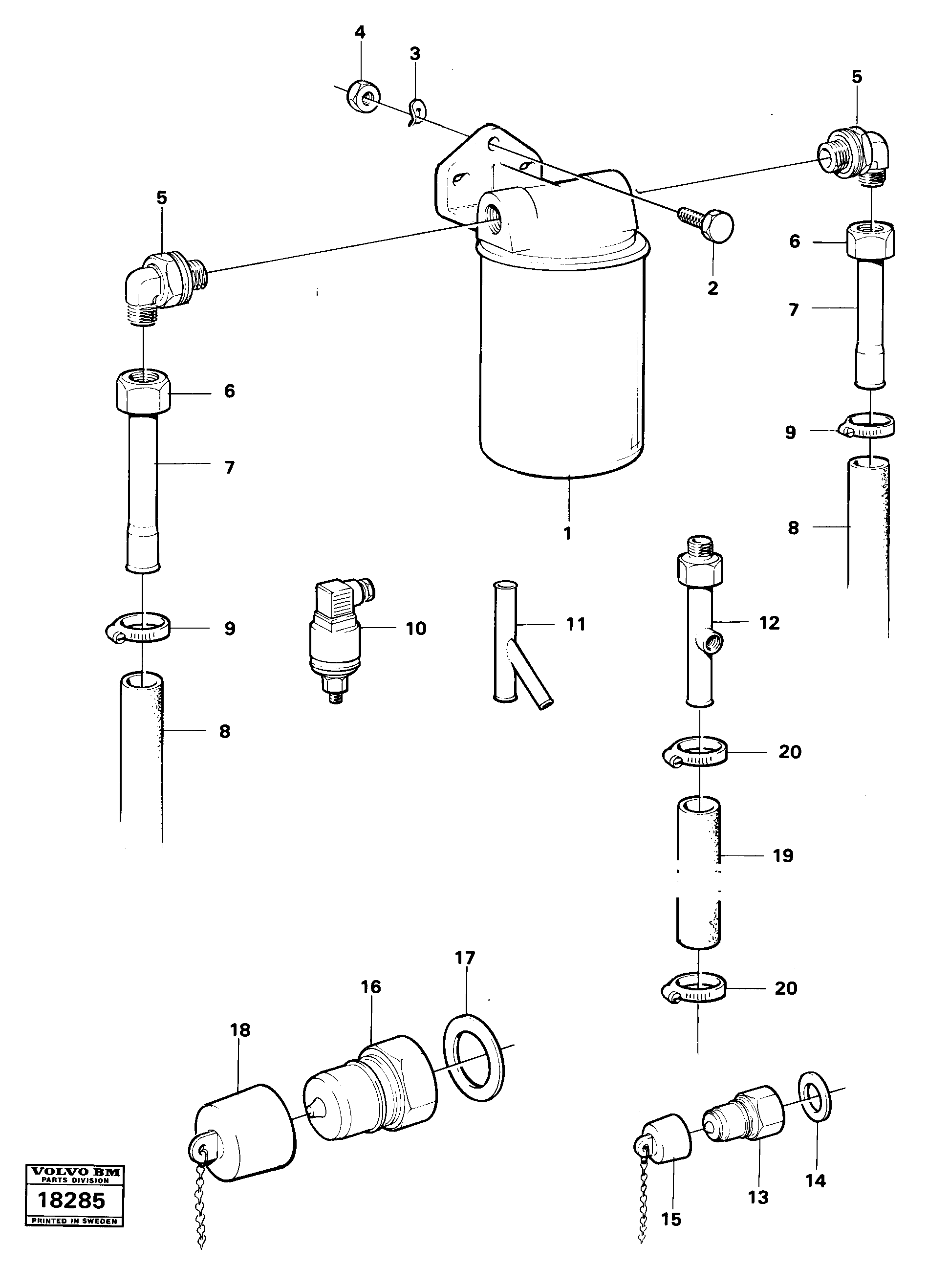 Схема запчастей Volvo 4200B 4200B - 104348 Leak-oil filter 