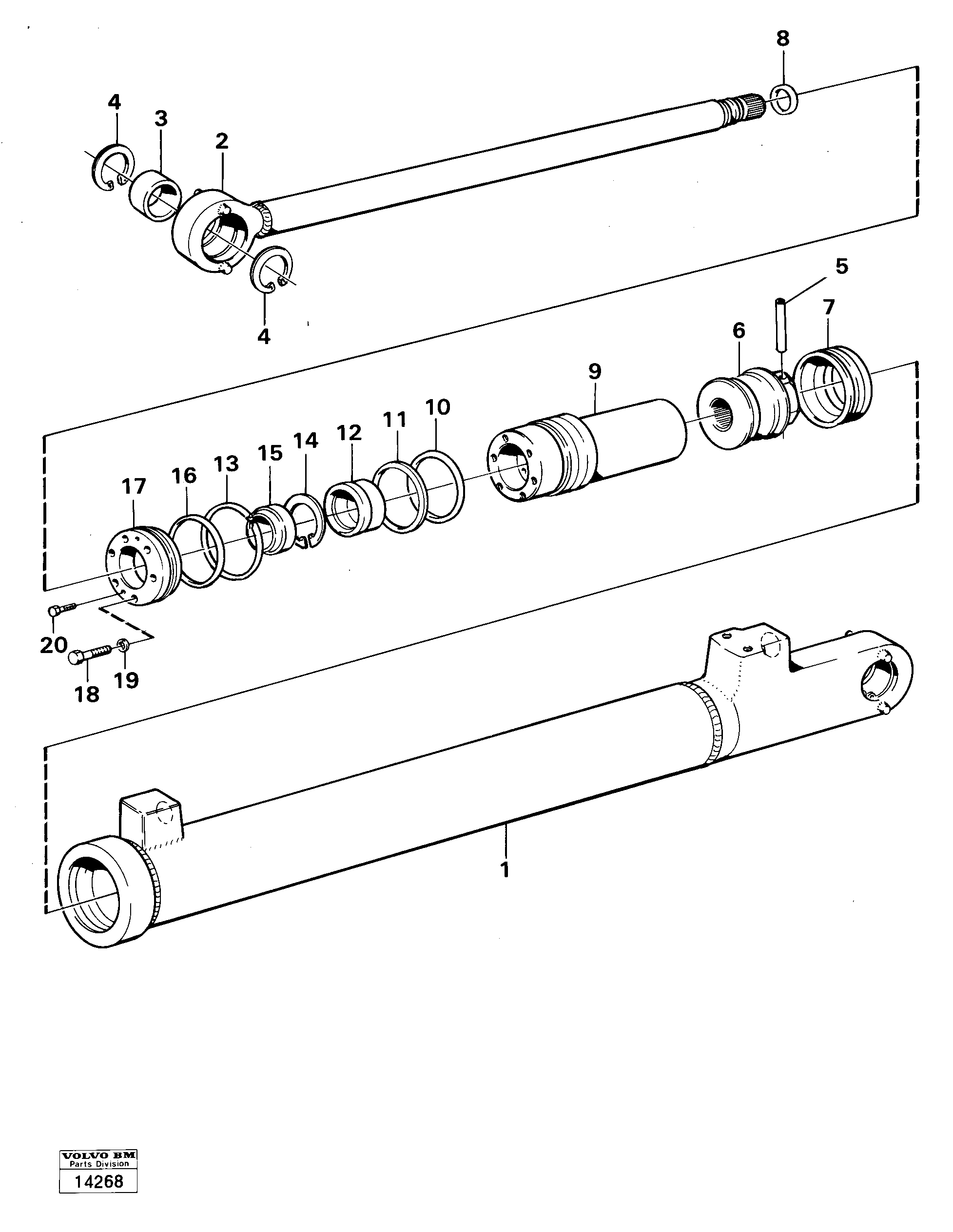 Схема запчастей Volvo 4200B 4200B - 256 Hydraulic cylinder. tilt 