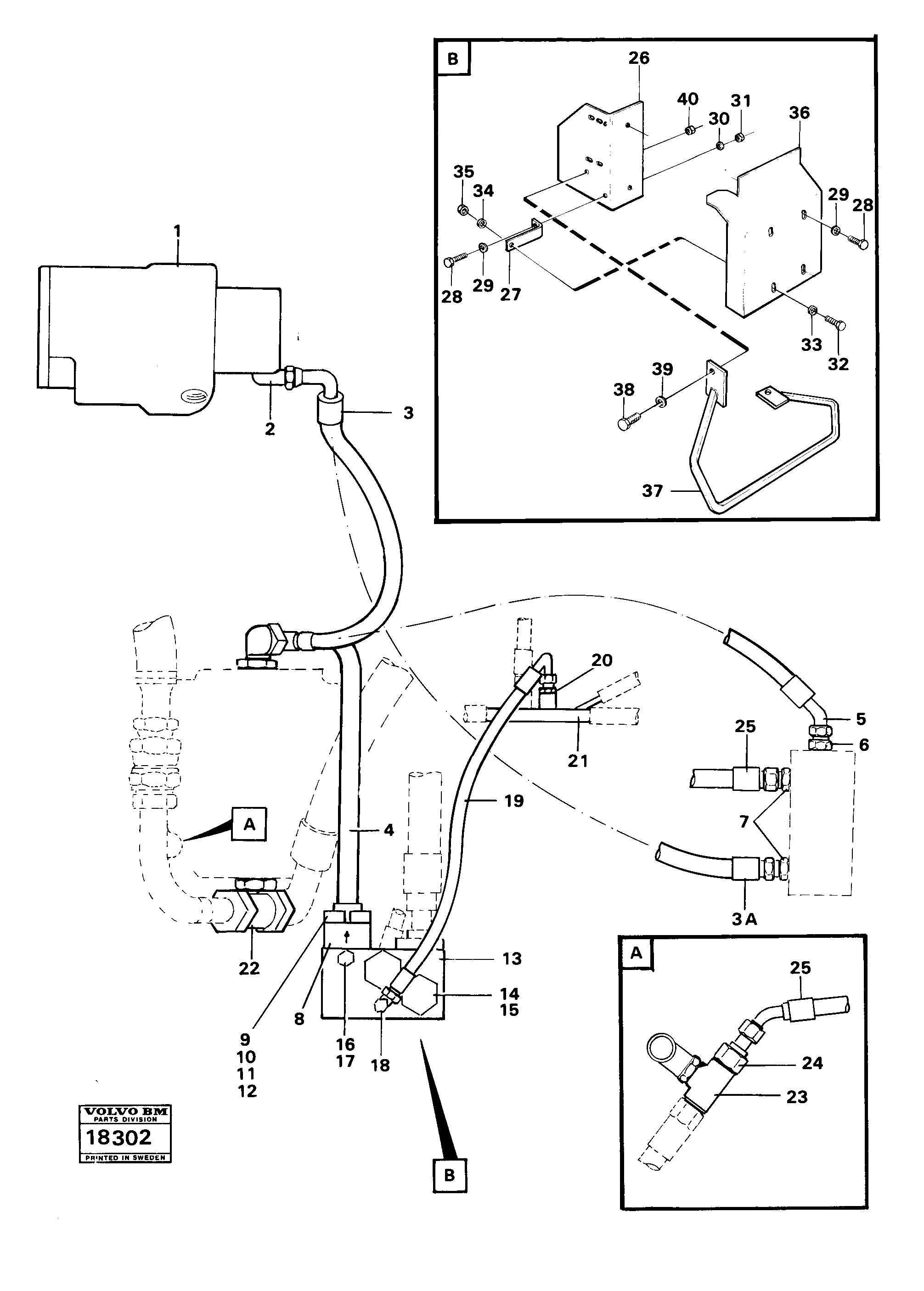 Схема запчастей Volvo 4200B 4200B - 45810 Hydraulic system, rear. 5:th,6th function 