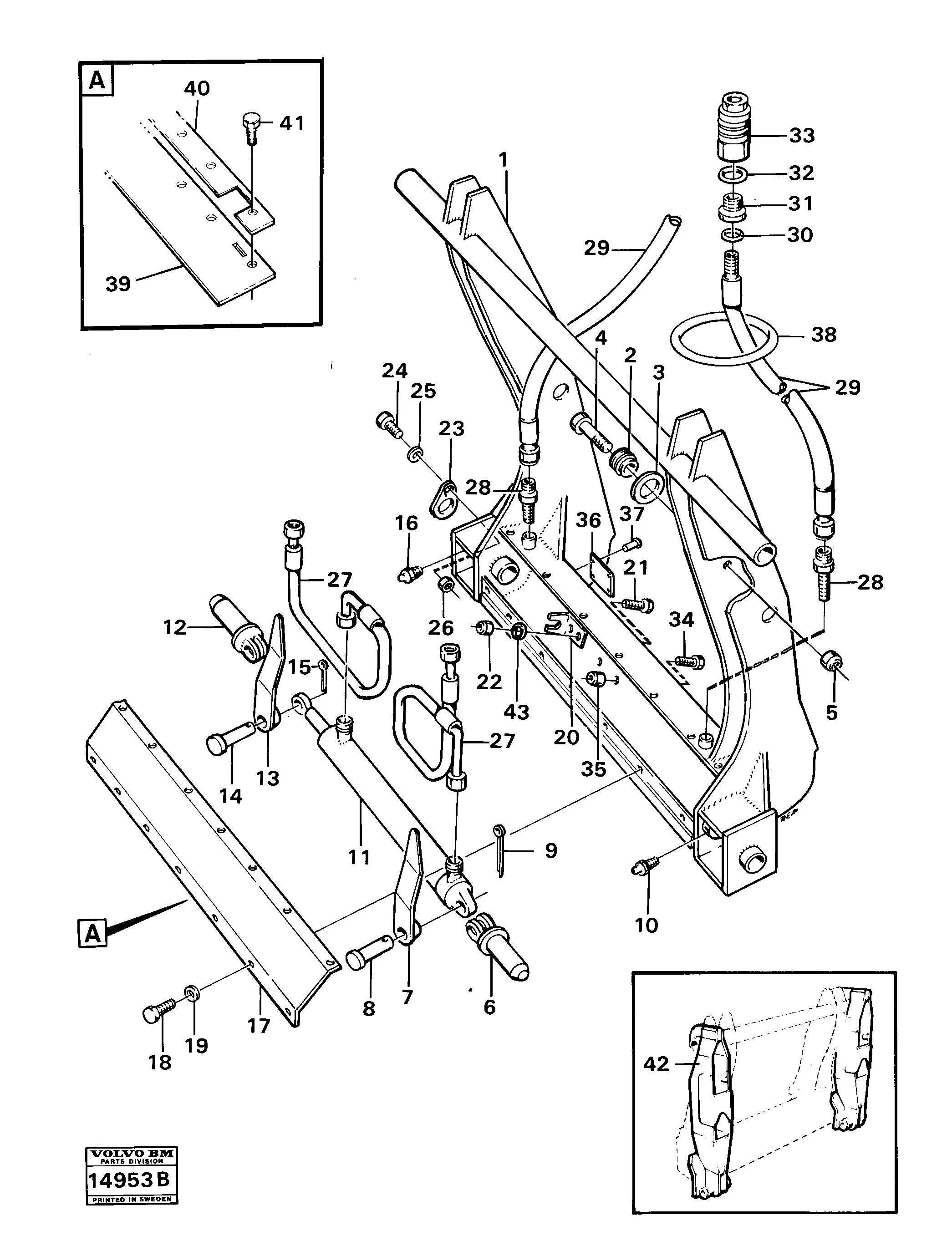 Схема запчастей Volvo 4200B 4200B - 16403 Hydraulic attachment bracket 