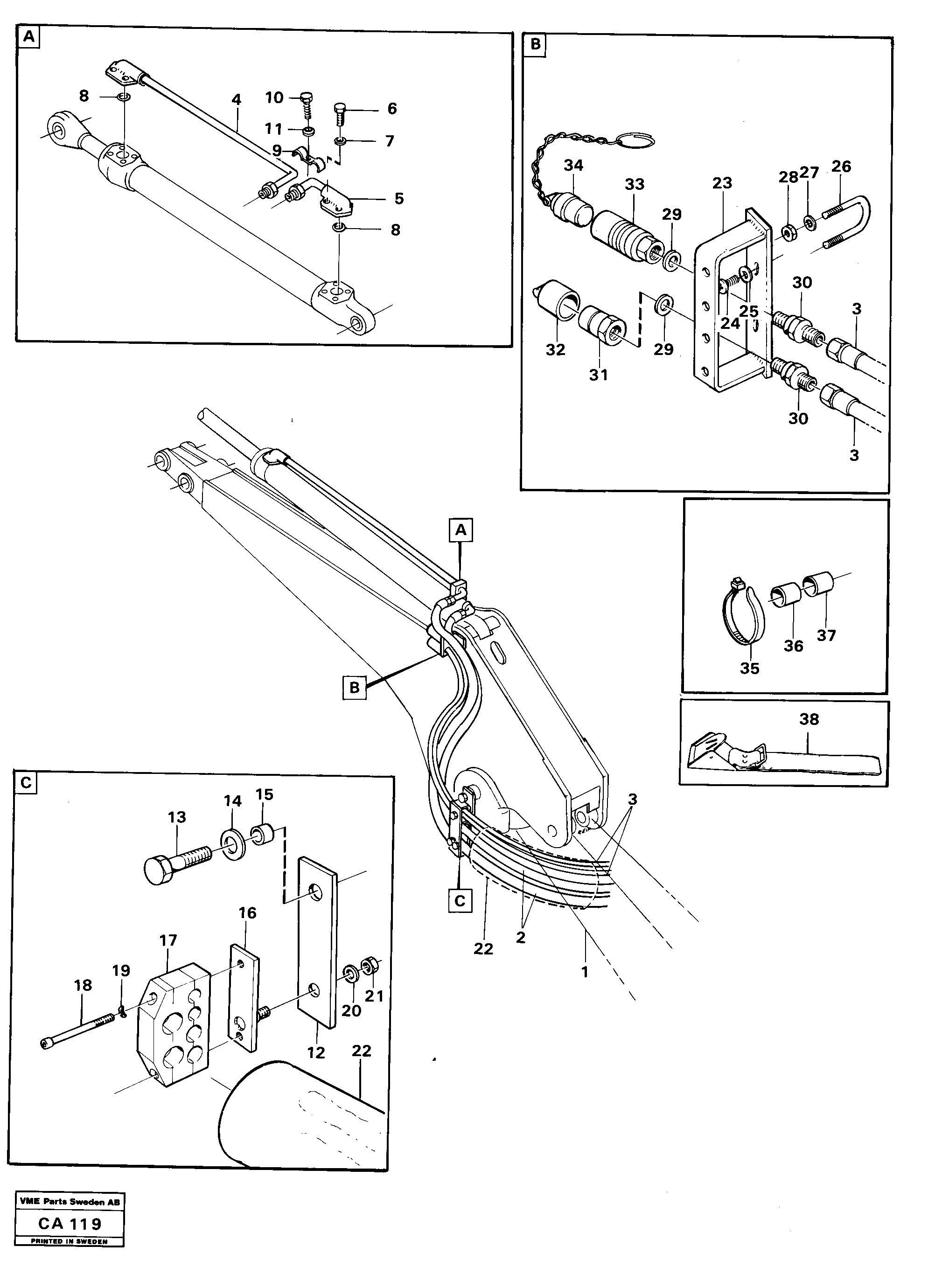 Схема запчастей Volvo 6300 6300 - 81211 Hydraulic system dipper arm 