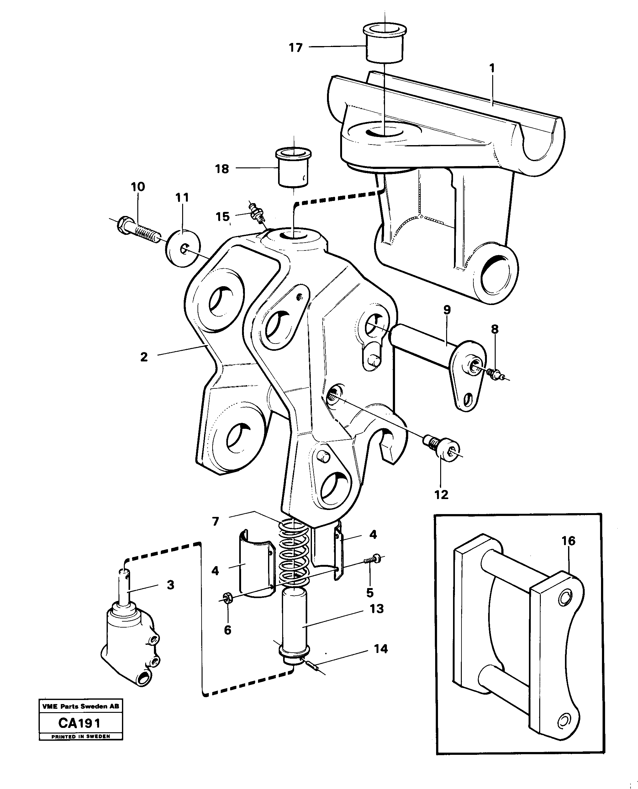 Схема запчастей Volvo 6300 6300 - 4390 Hydraulic attachment bracket 