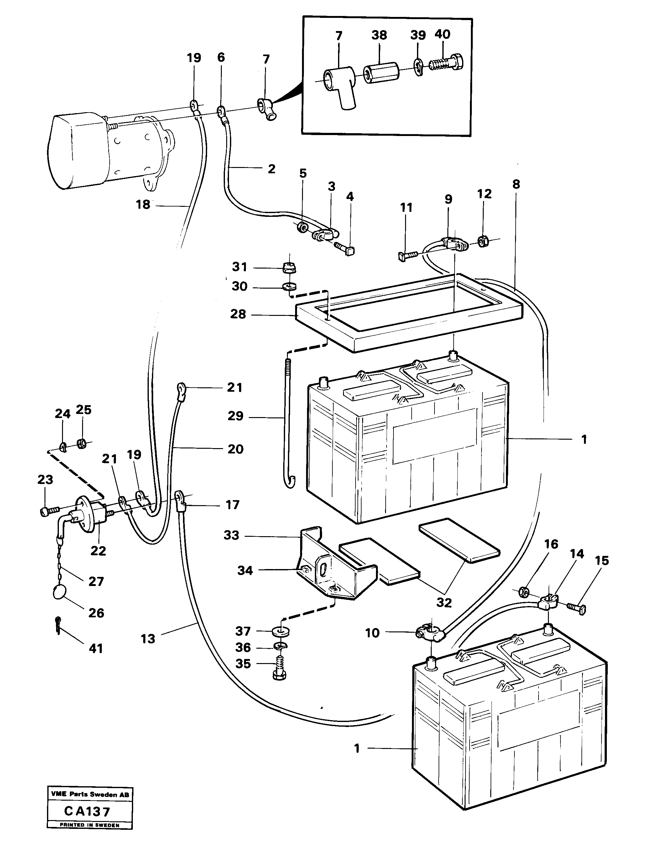 Схема запчастей Volvo 6300 6300 - 46397 Battery with assembling details 