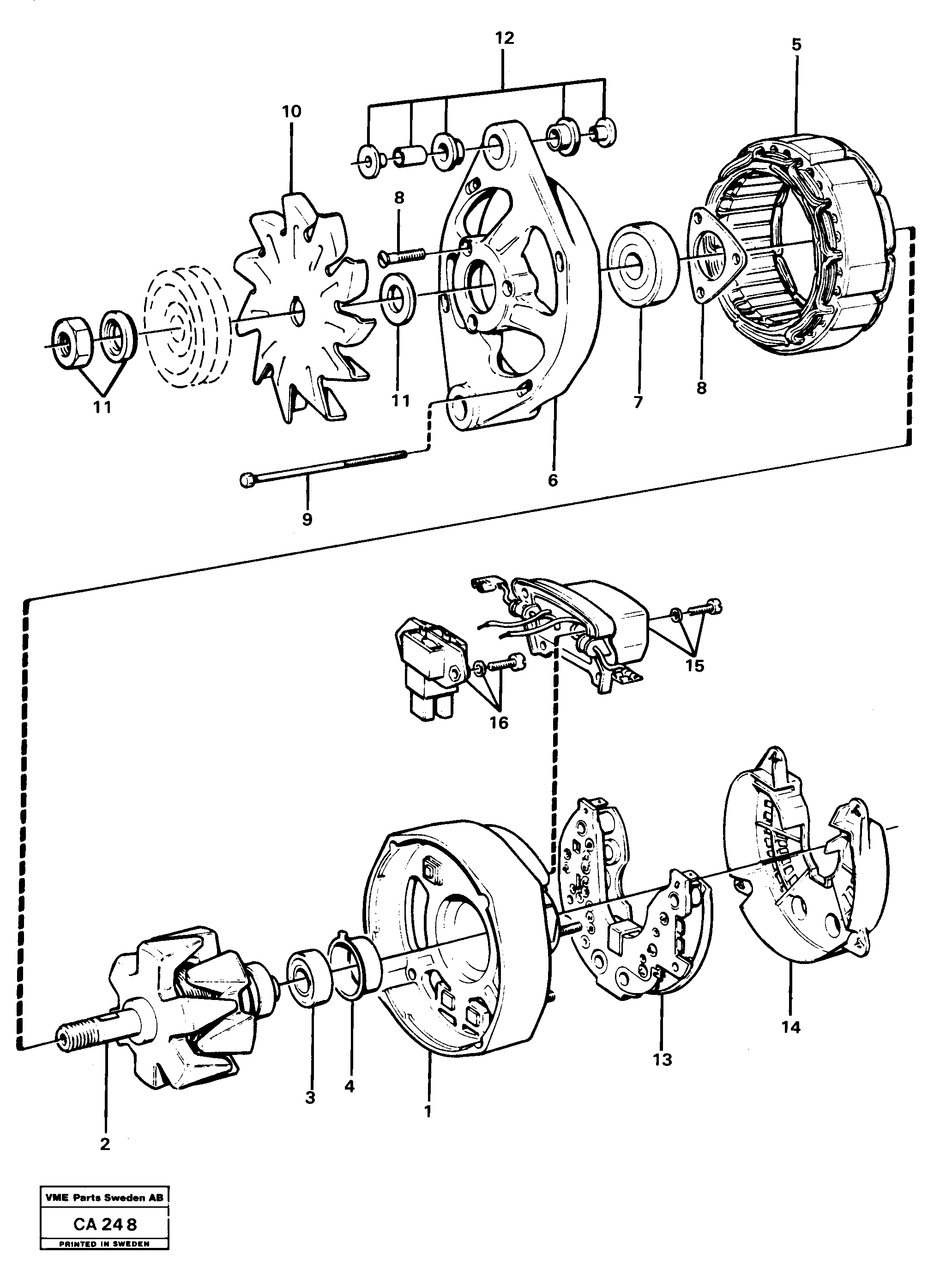 Схема запчастей Volvo 6300 6300 - 19335 Alternator 