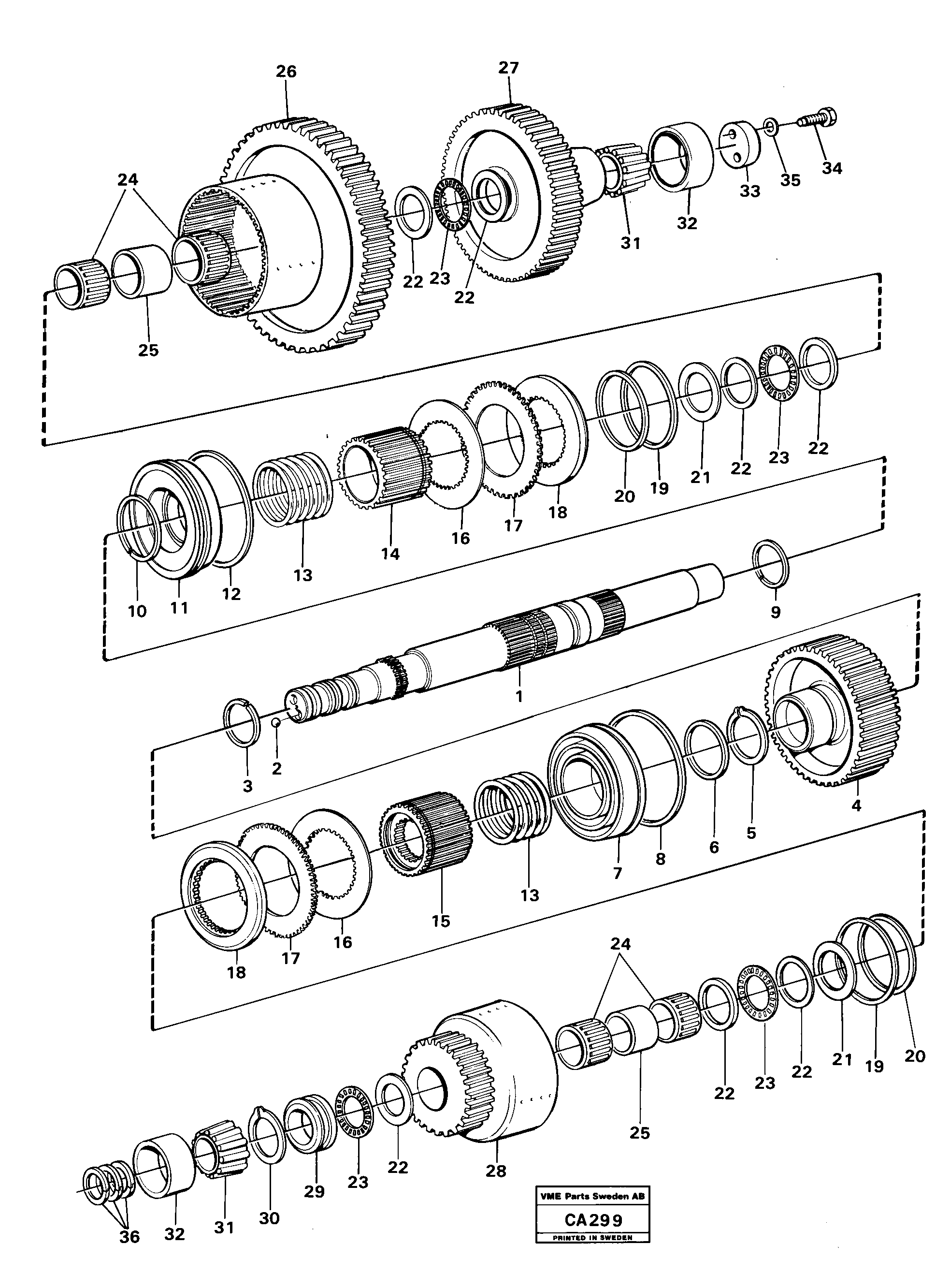 Схема запчастей Volvo 6300 6300 - 30167 Hydraulic clutch rear/4:th speeds 