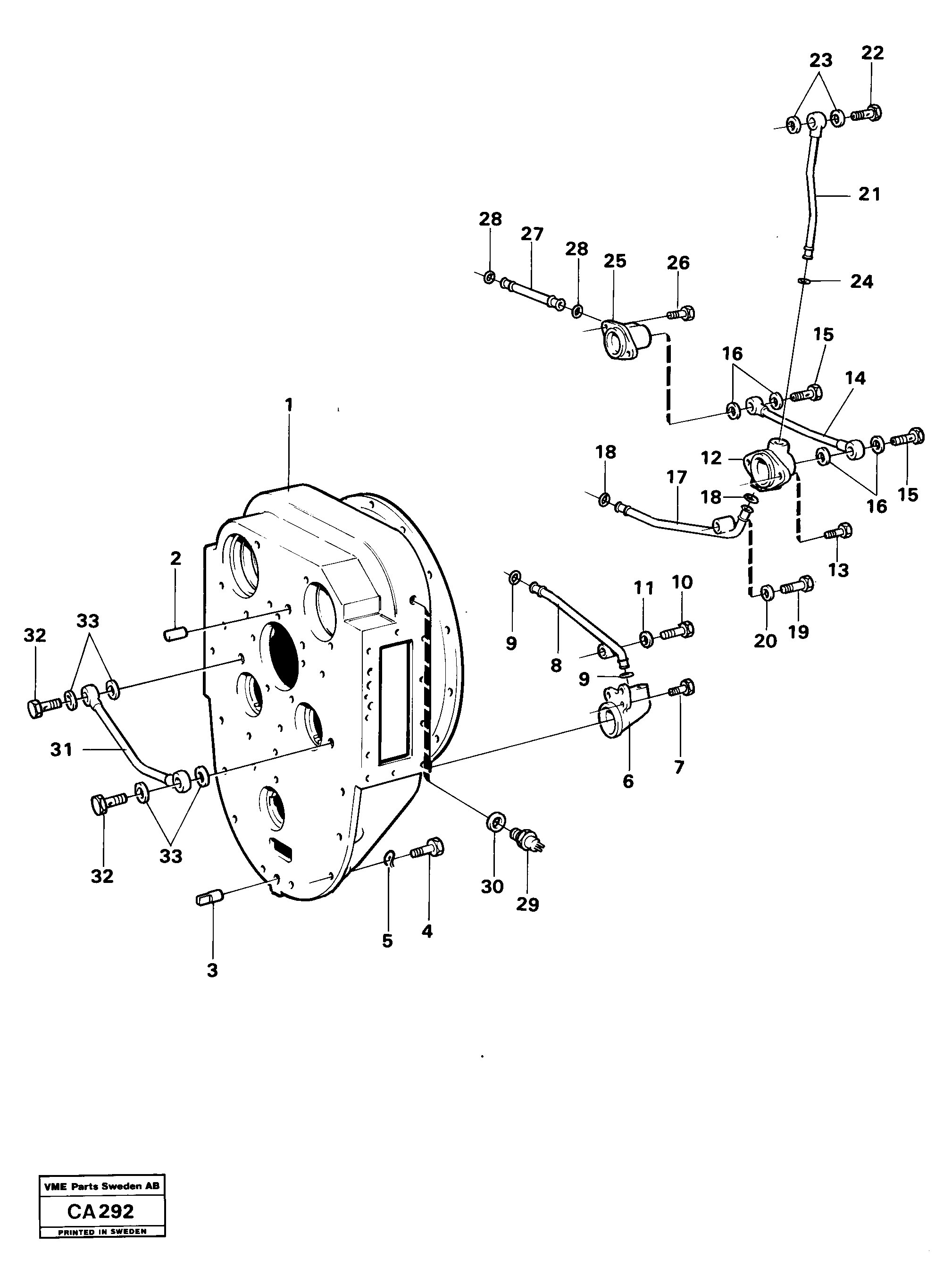 Схема запчастей Volvo 6300 6300 - 36797 Converter housing with fitting parts 