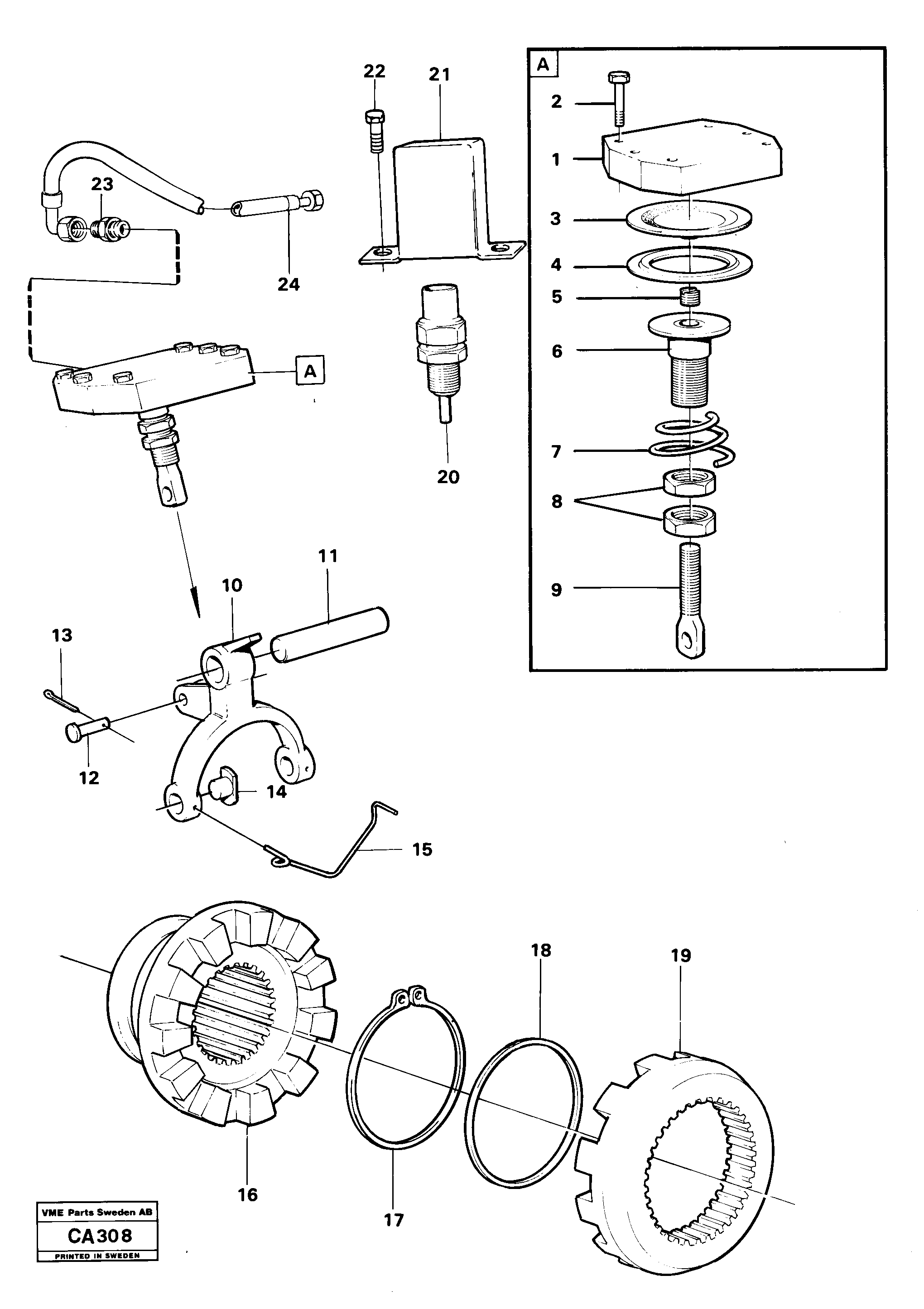 Схема запчастей Volvo 6300 6300 - 15926 Differential lock prod no 23588, 23702, 23598 