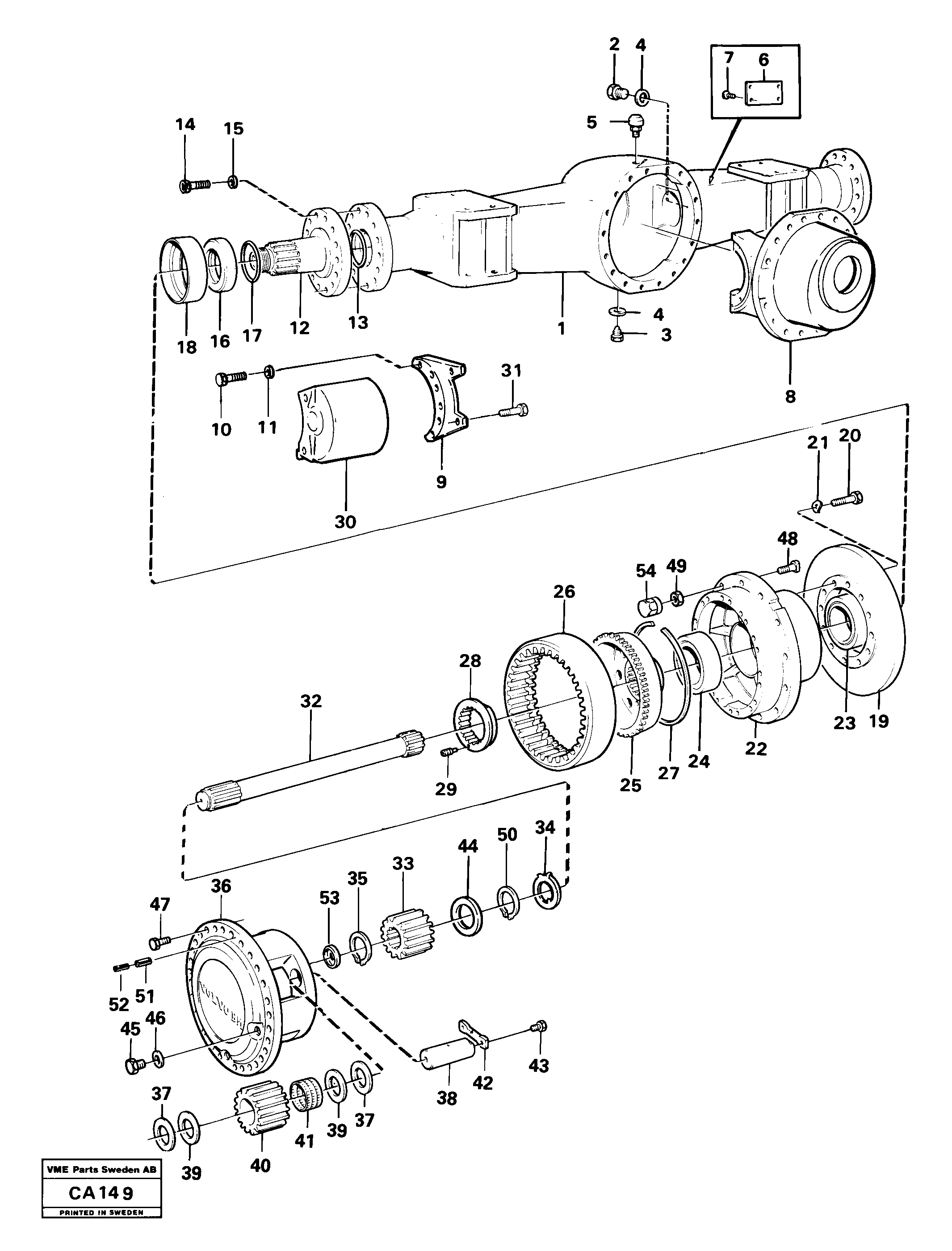 Схема запчастей Volvo 6300 6300 - 53335 Передний ведущий мост 23596 Ah 31g 