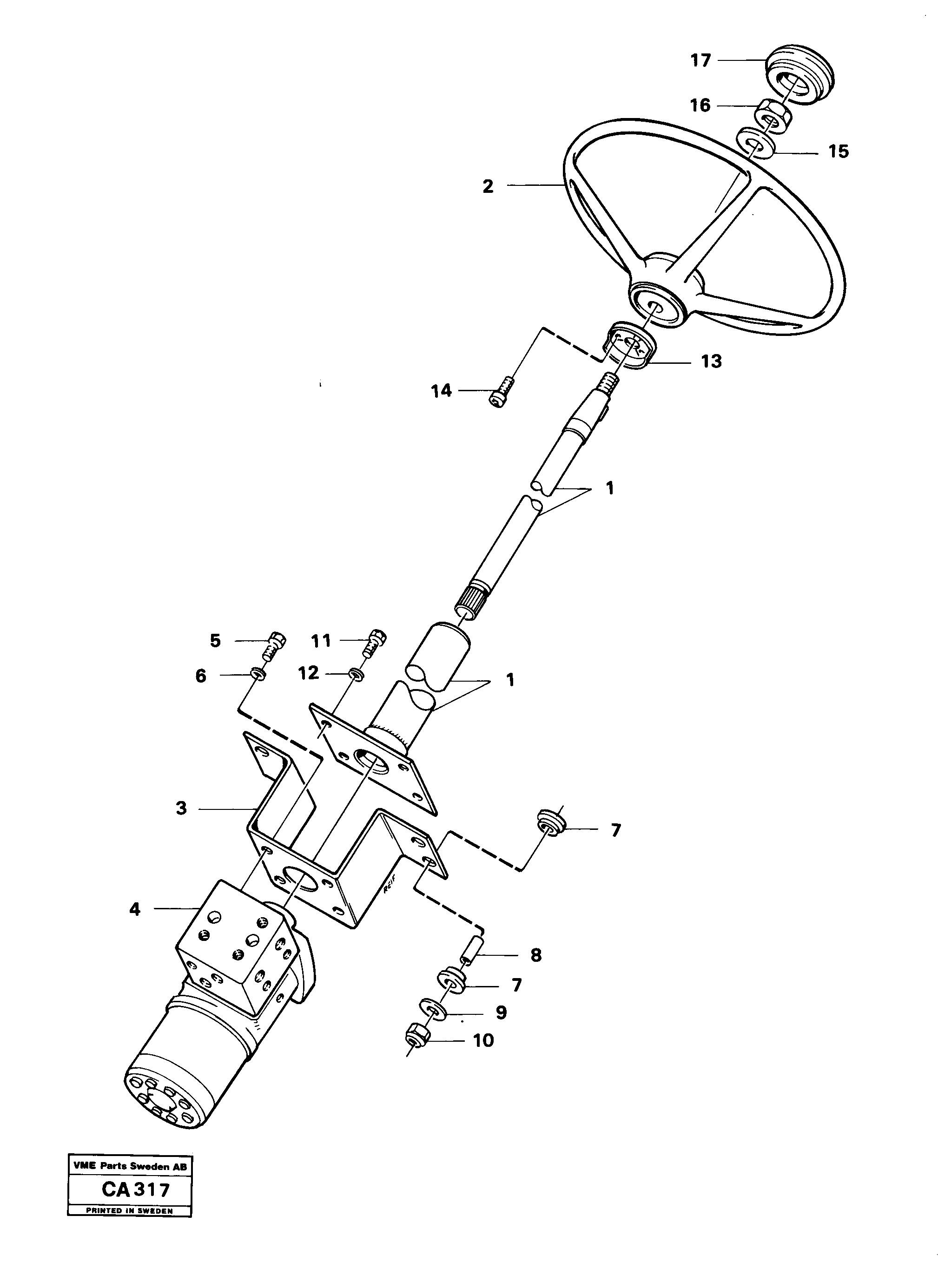 Схема запчастей Volvo 6300 6300 - 16254 Steering column with fitting parts 