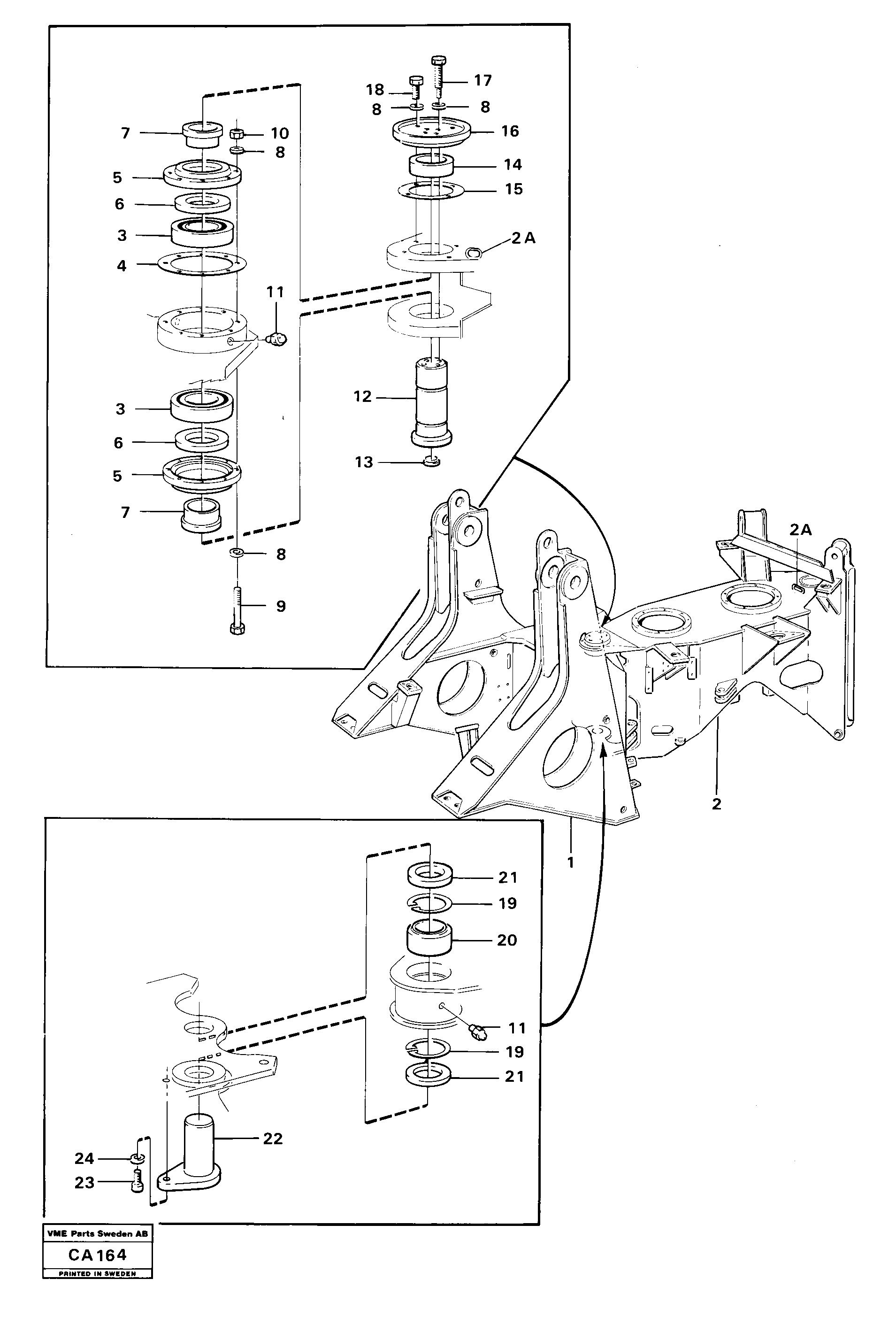 Схема запчастей Volvo 6300 6300 - 4343 Frame and articulation bearing 