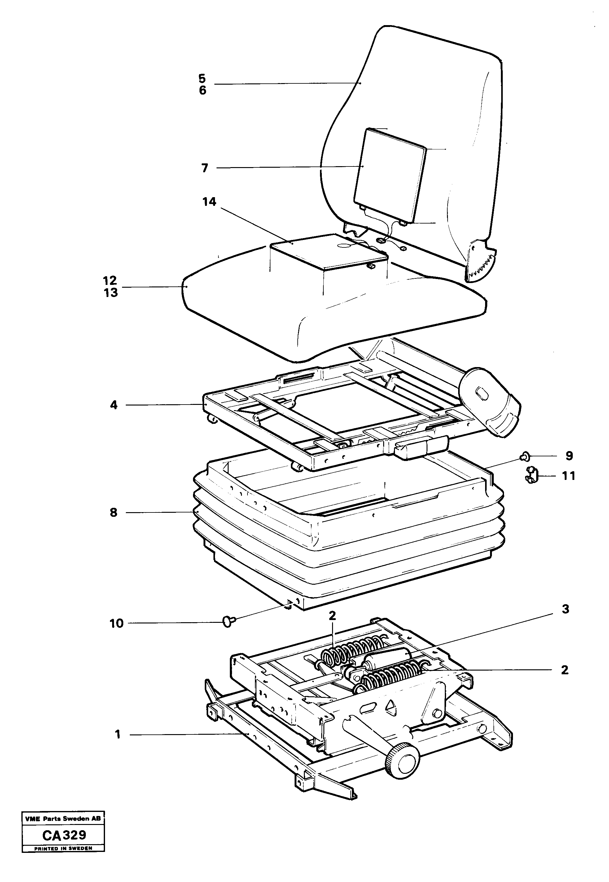 Схема запчастей Volvo 6300 6300 - 3336 Operators seat 