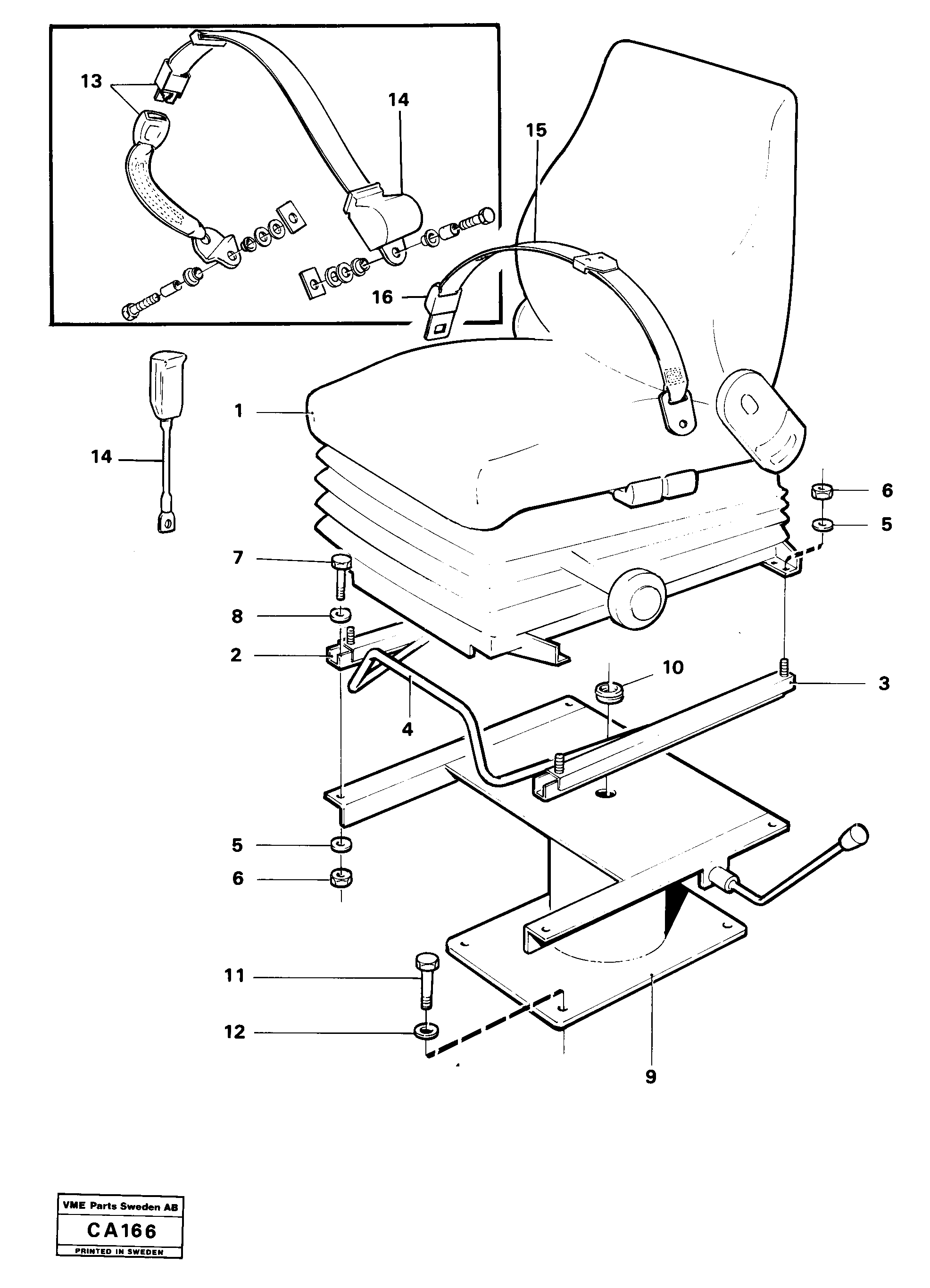 Схема запчастей Volvo 6300 6300 - 36800 Operator seat with fitting parts 