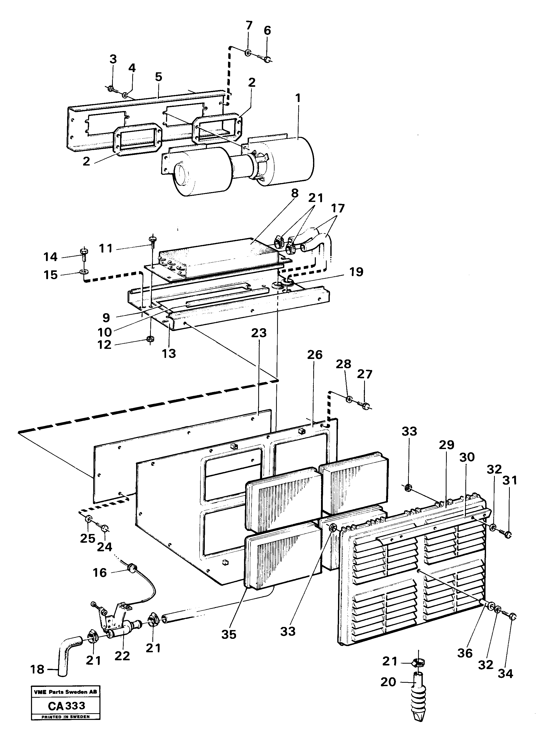 Схема запчастей Volvo 6300 6300 - 84843 Radiator with fitting parts 