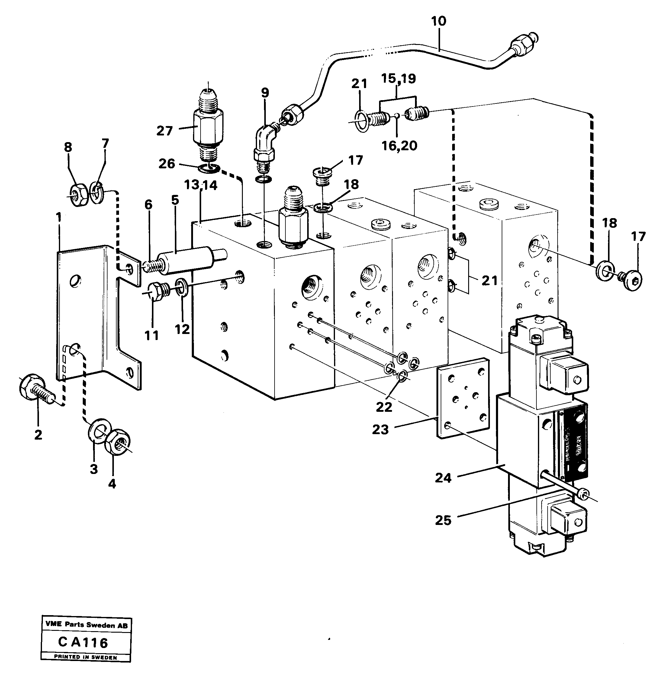 Схема запчастей Volvo 6300 6300 - 13556 Valve and solenoid for extra functions 