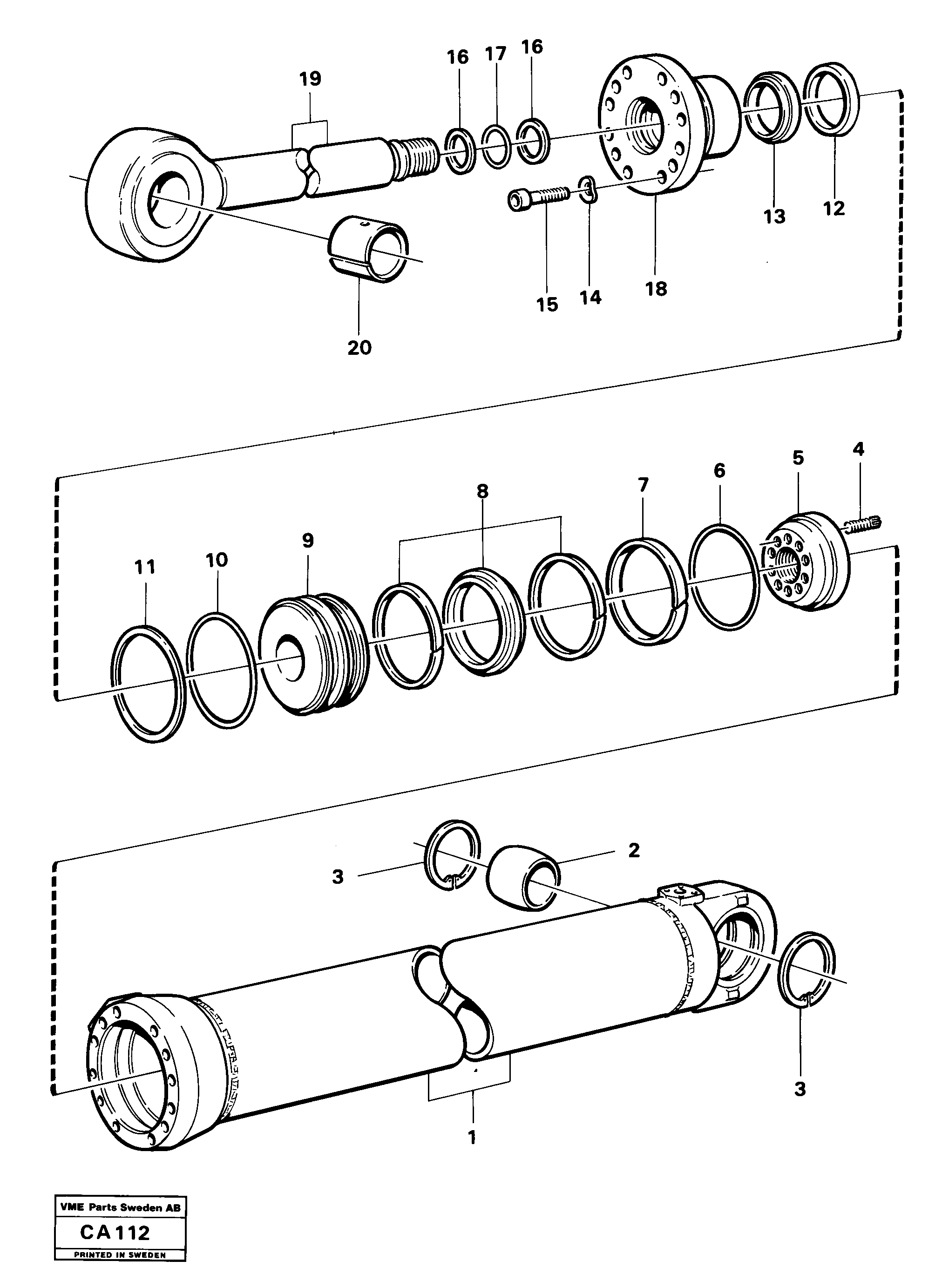 Схема запчастей Volvo 6300 6300 - 1433 Hydraulic cylinder jib cylinder 