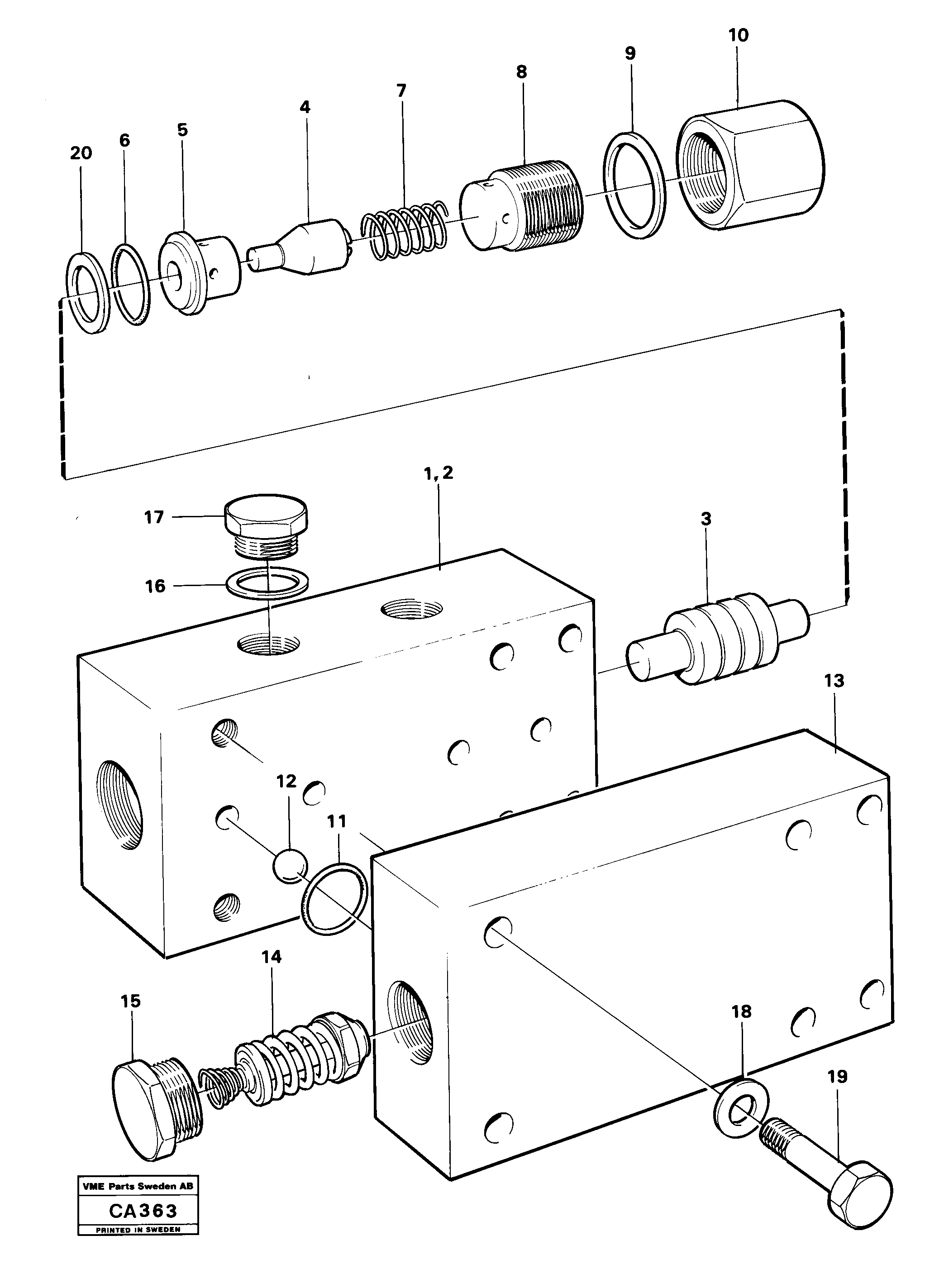 Схема запчастей Volvo 6300 6300 - 17354 Valve section 