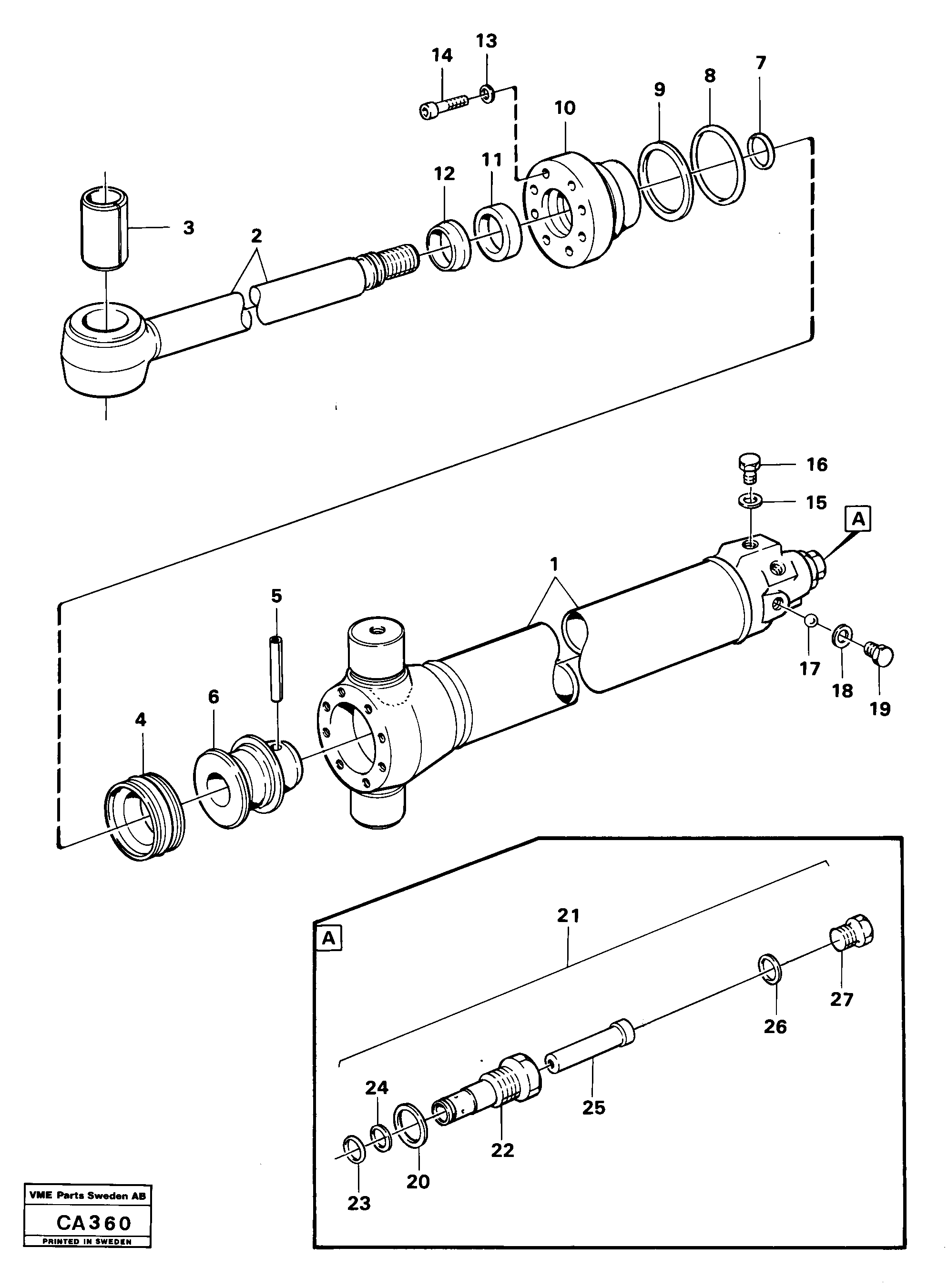 Схема запчастей Volvo 6300 6300 - 2093 Hydraulic cylinder slewing post 