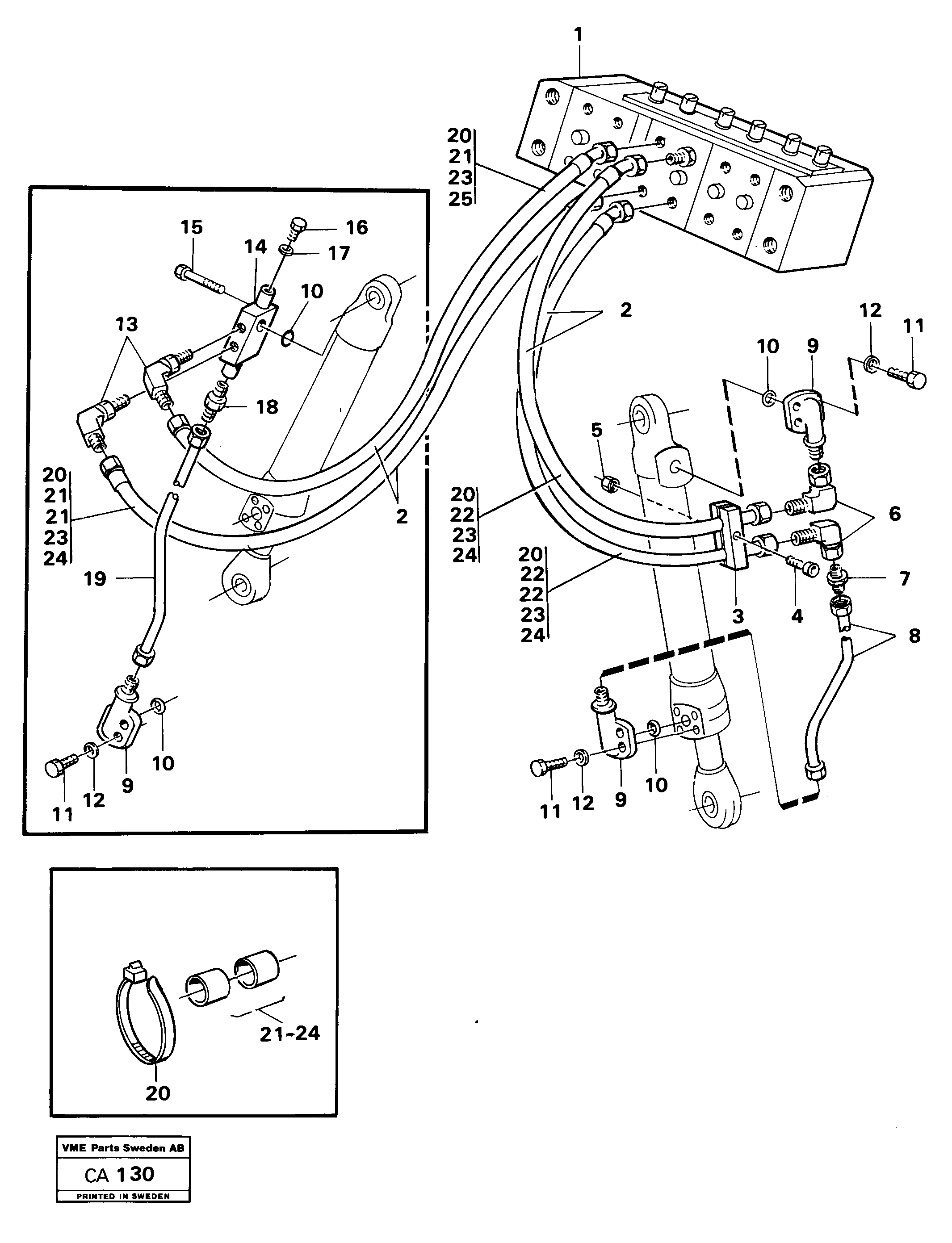 Схема запчастей Volvo 6300 6300 - 2145 Hydraulic system, outrigger legs 