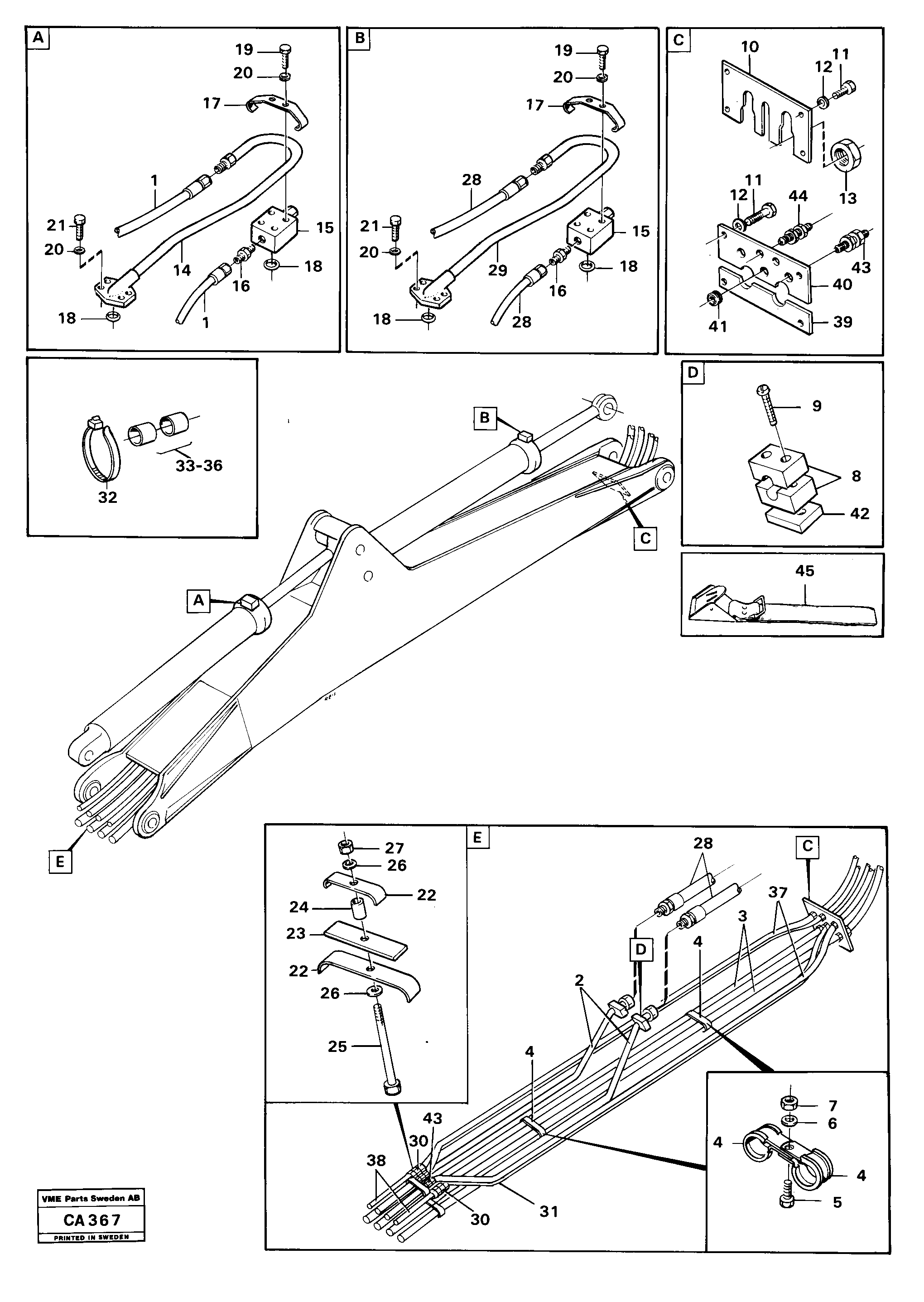 Схема запчастей Volvo 6300 6300 - 39126 Hydraulic system, excavator beam 