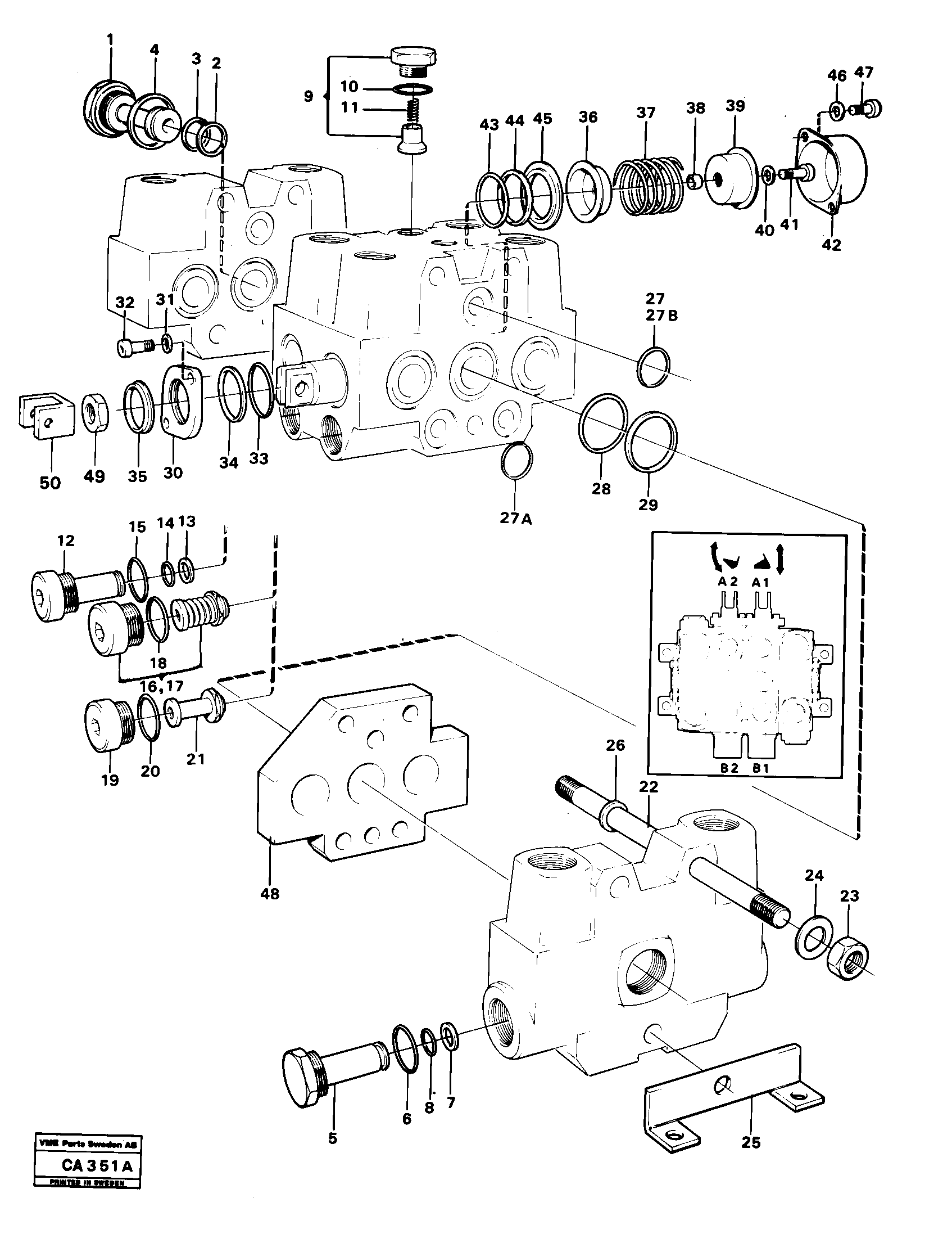 Схема запчастей Volvo 6300 6300 - 64166 Control valve, loader unit 