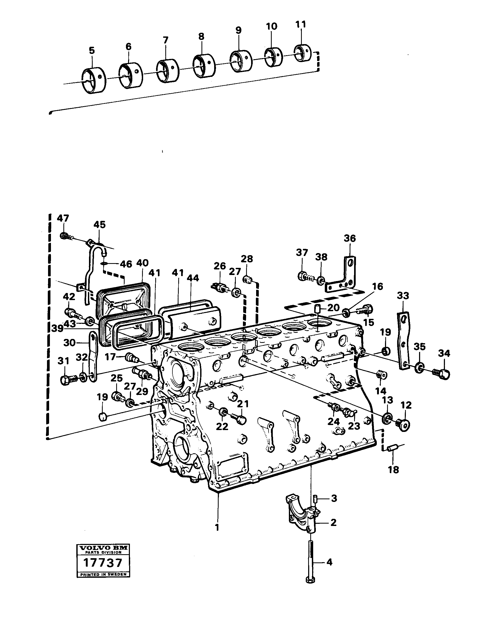 Схема запчастей Volvo 4600B 4600B - 98017 Блок цилиндров 