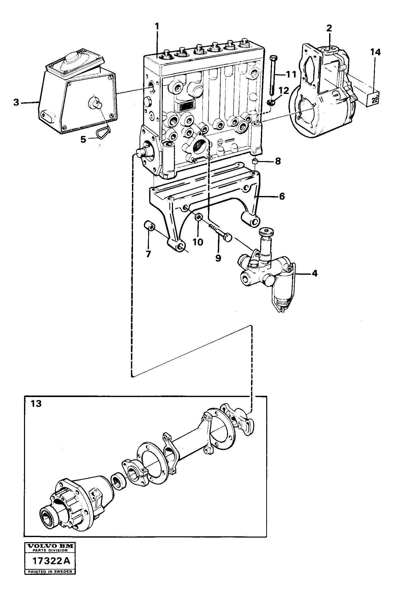 Схема запчастей Volvo 4600B 4600B - 5029 Injection pump with drive 