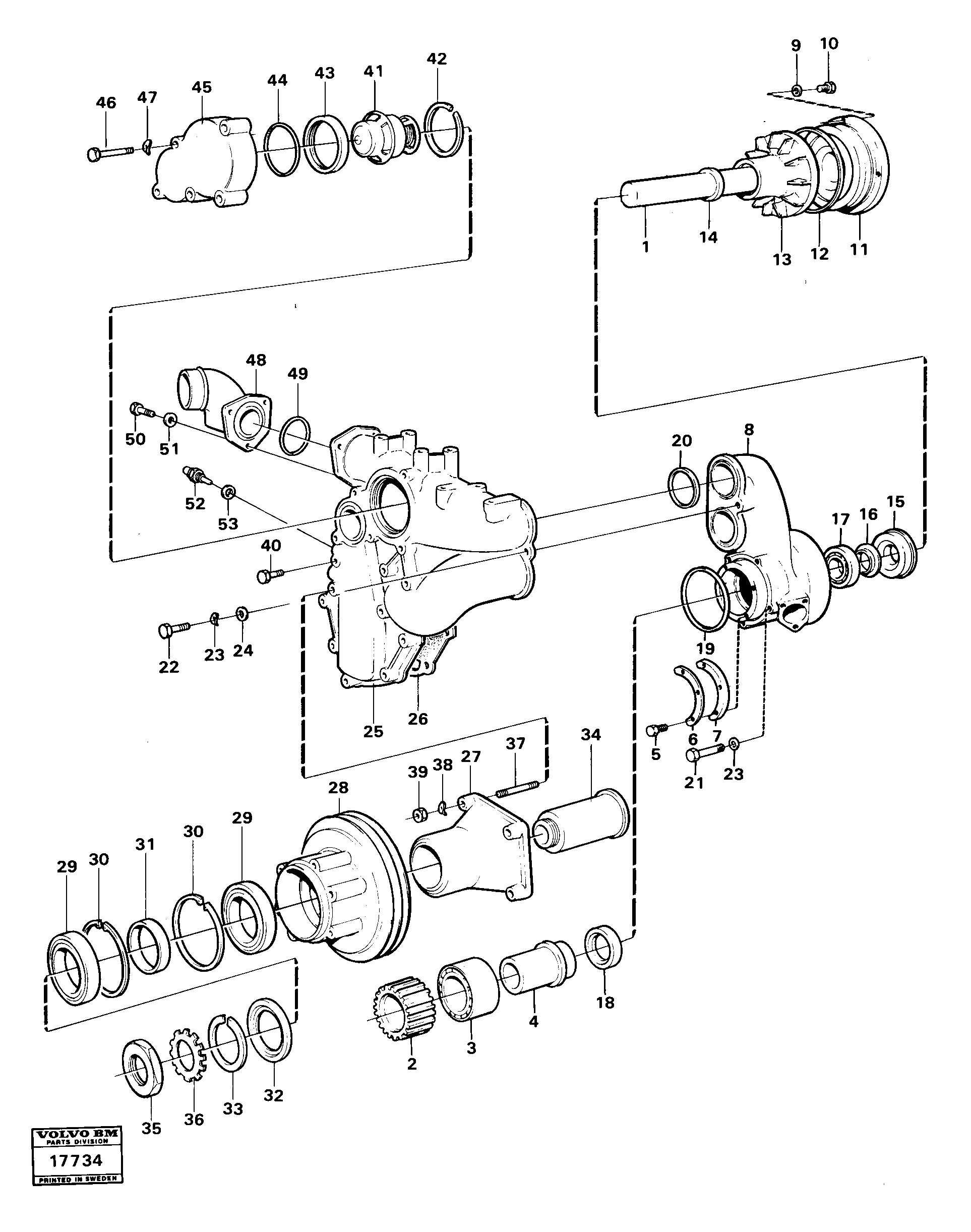 Схема запчастей Volvo 4600B 4600B - 16317 Water pump with fitting parts 