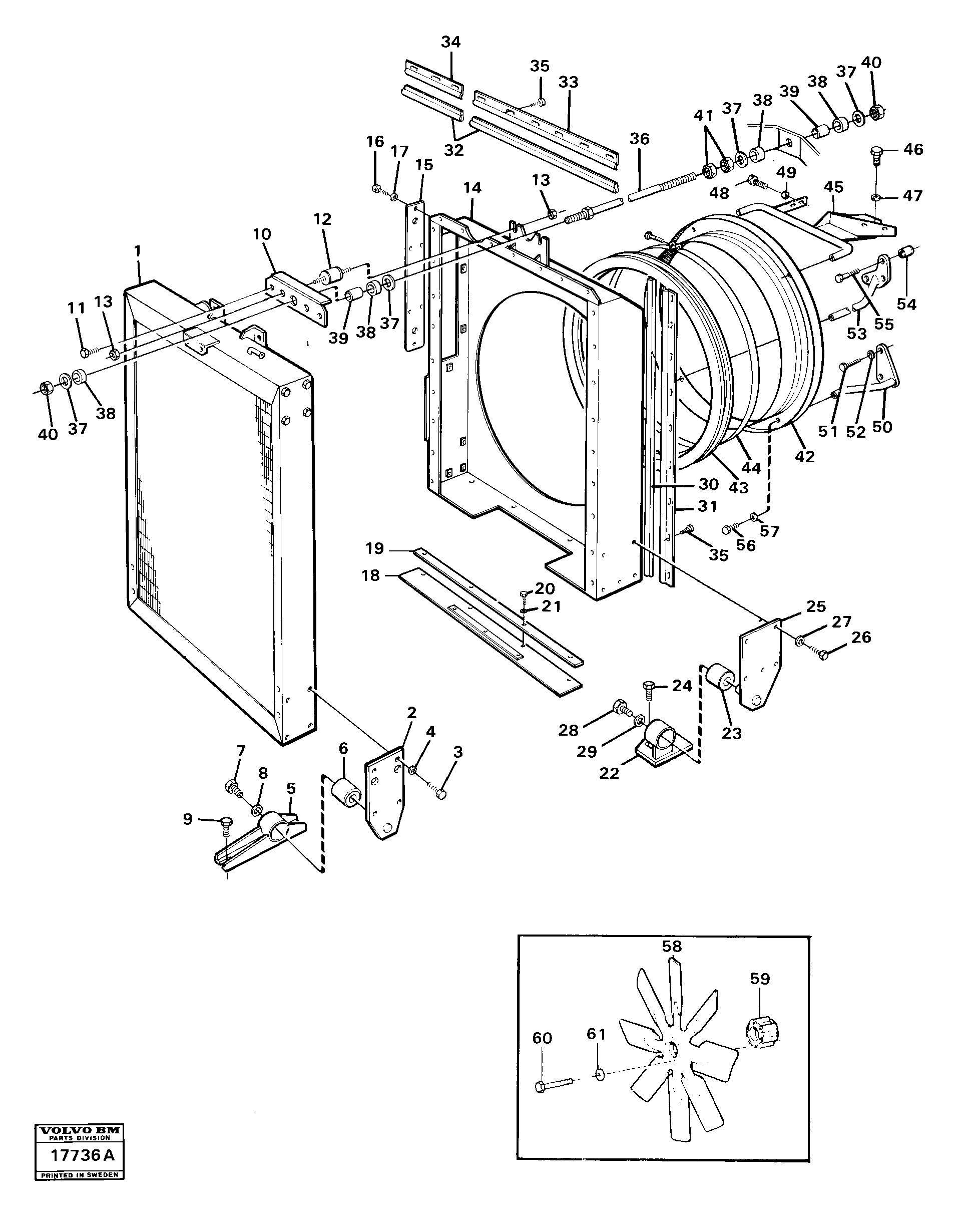 Схема запчастей Volvo 4600B 4600B - 36805 Radiator with fitting parts 