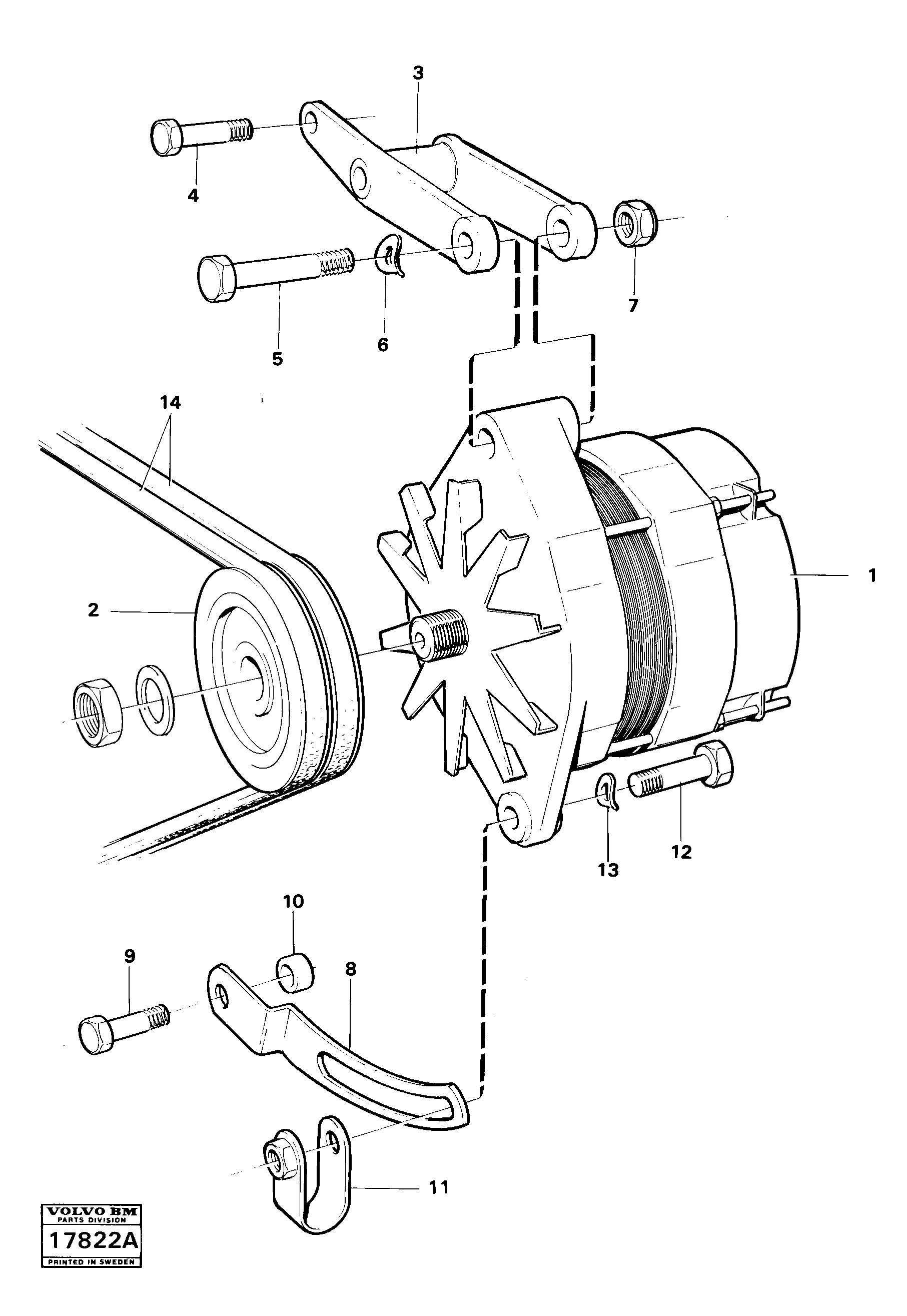 Схема запчастей Volvo 4600B 4600B - 16318 Alternator with assembling details 