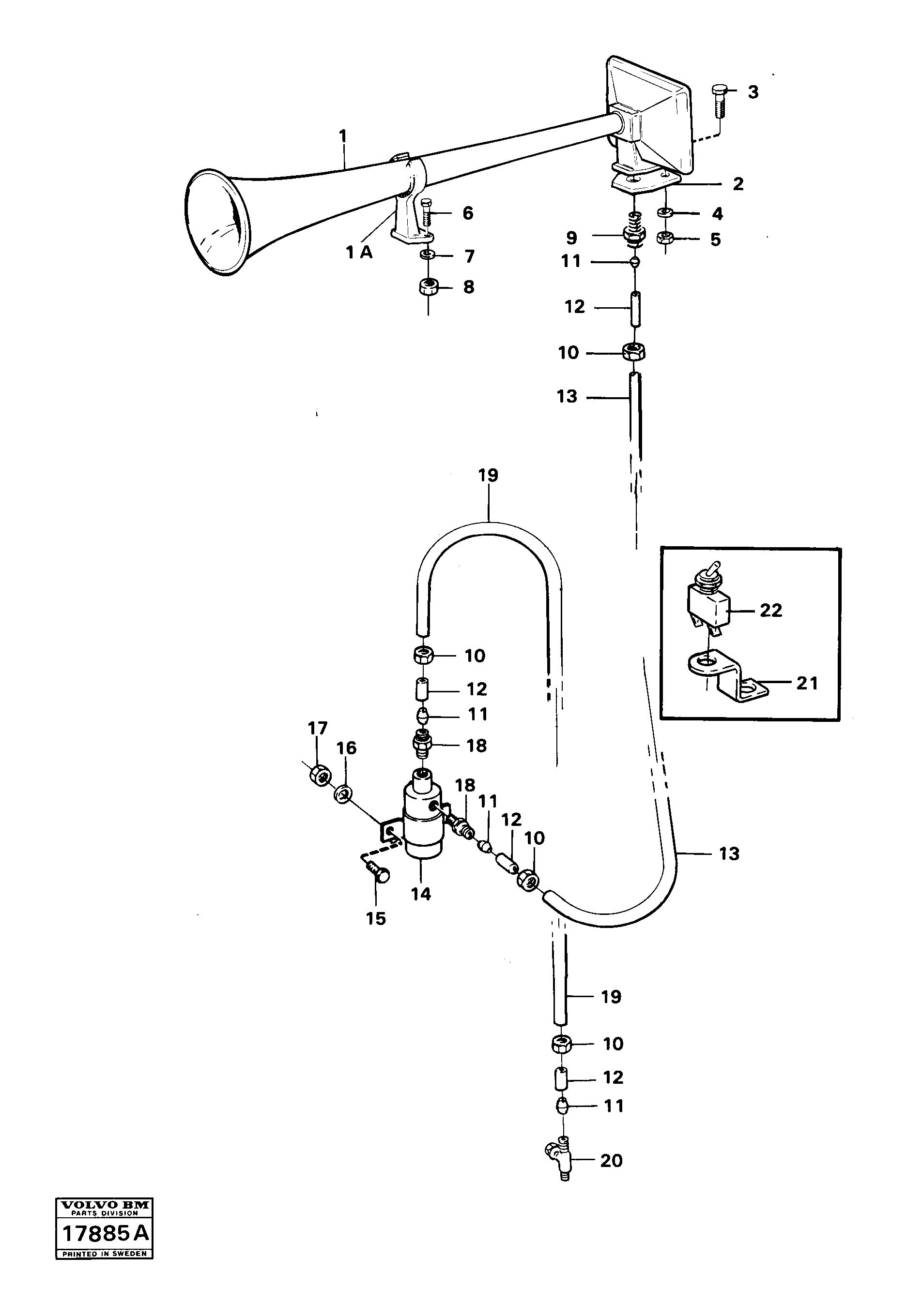 Схема запчастей Volvo 4600B 4600B - 5066 Compressed air horn 