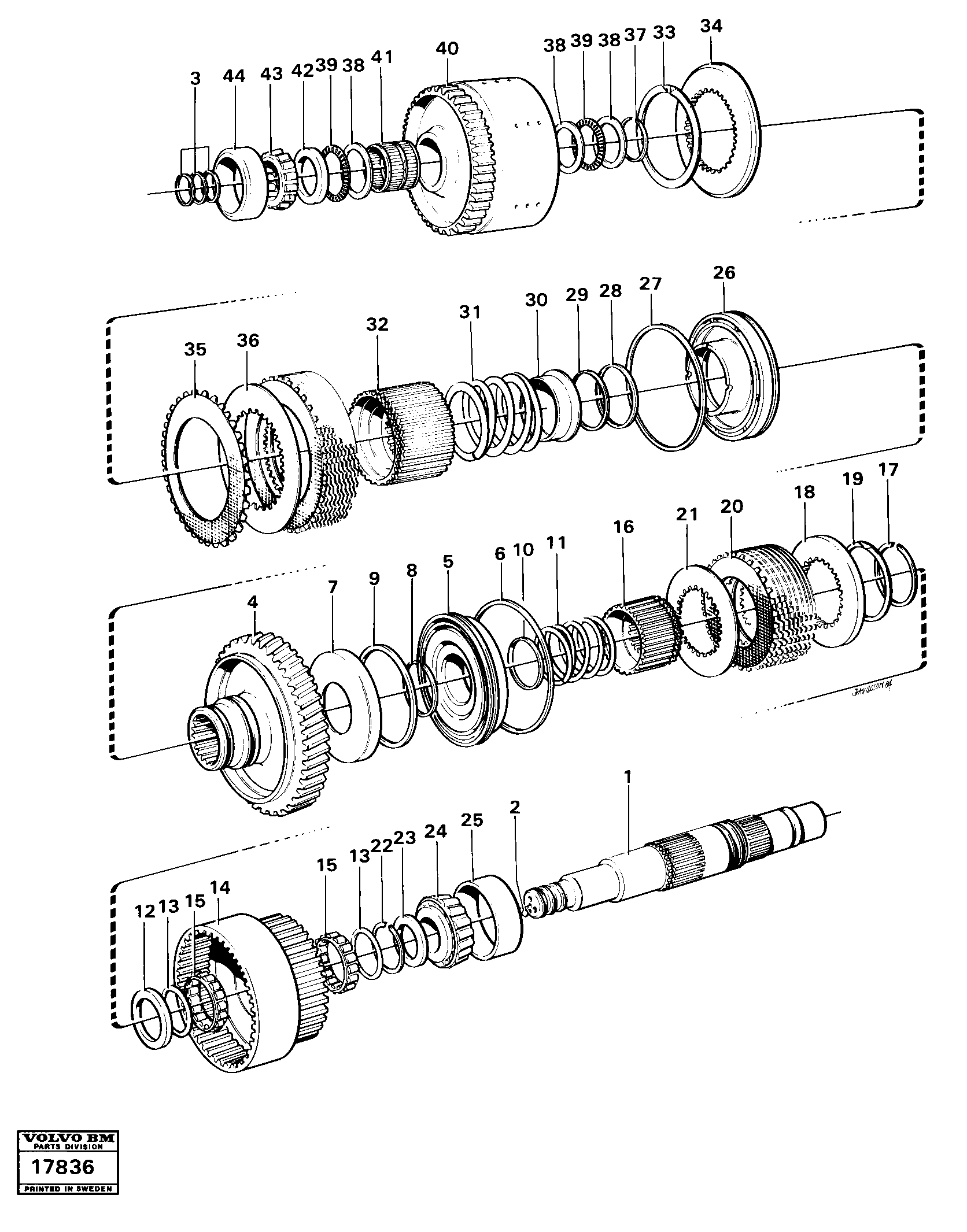 Схема запчастей Volvo 4600B 4600B - 16340 Clutches forward/1:st speeds 