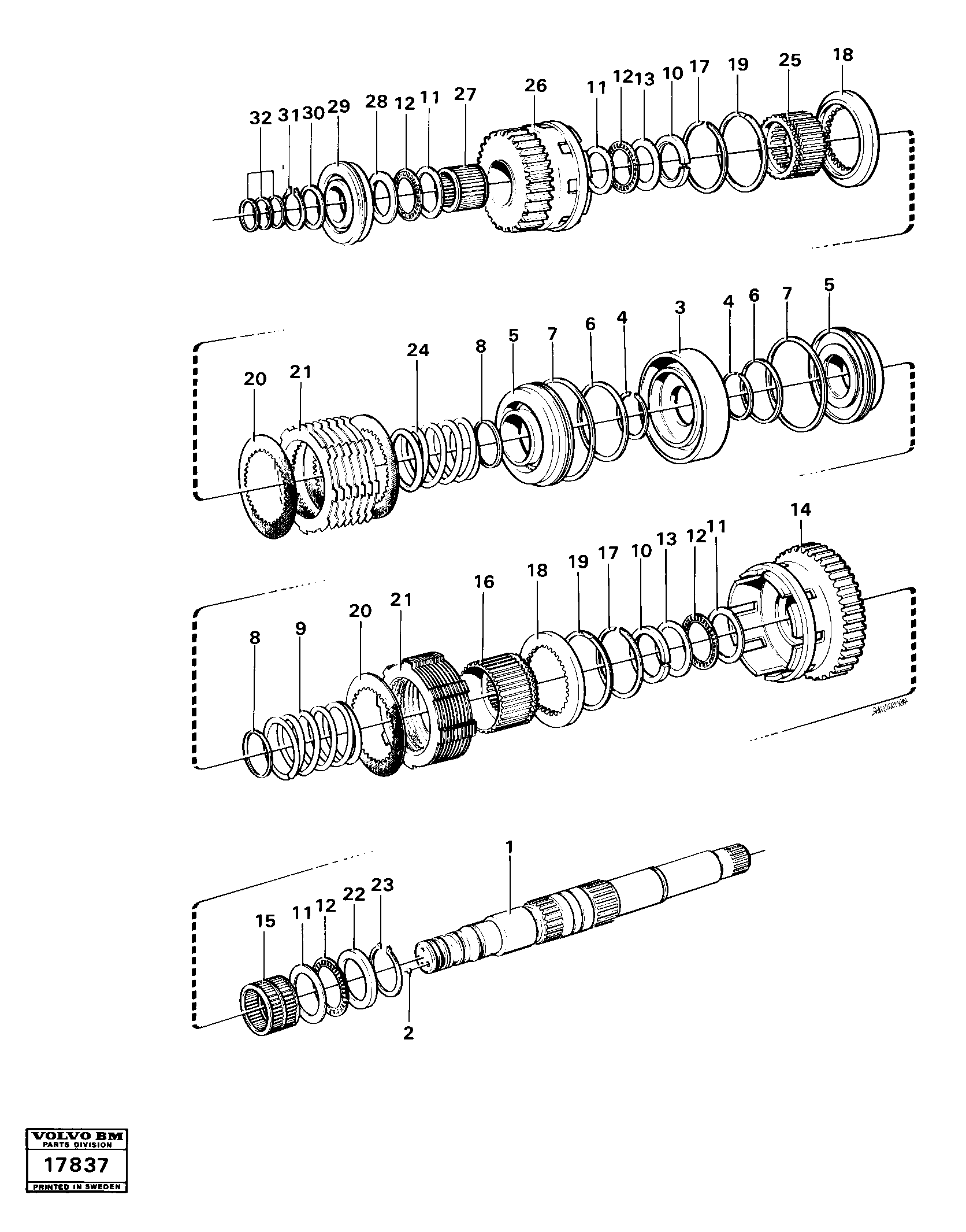 Схема запчастей Volvo 4600B 4600B - 16341 Clutches 3rd/4th speeds 