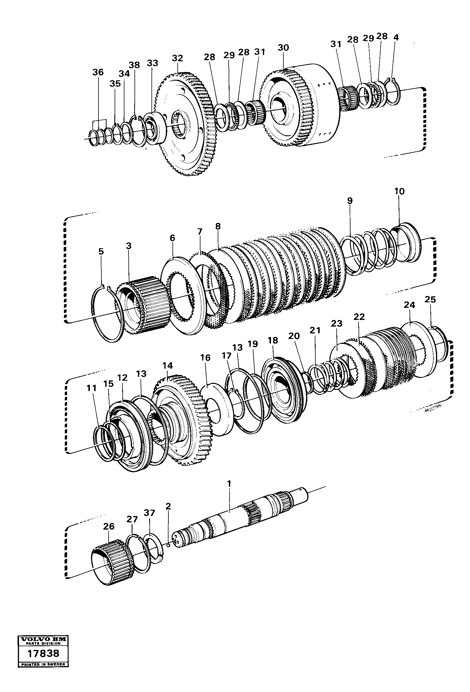 Схема запчастей Volvo 4600B 4600B - 16342 Clutches reverse/2nd speeds 