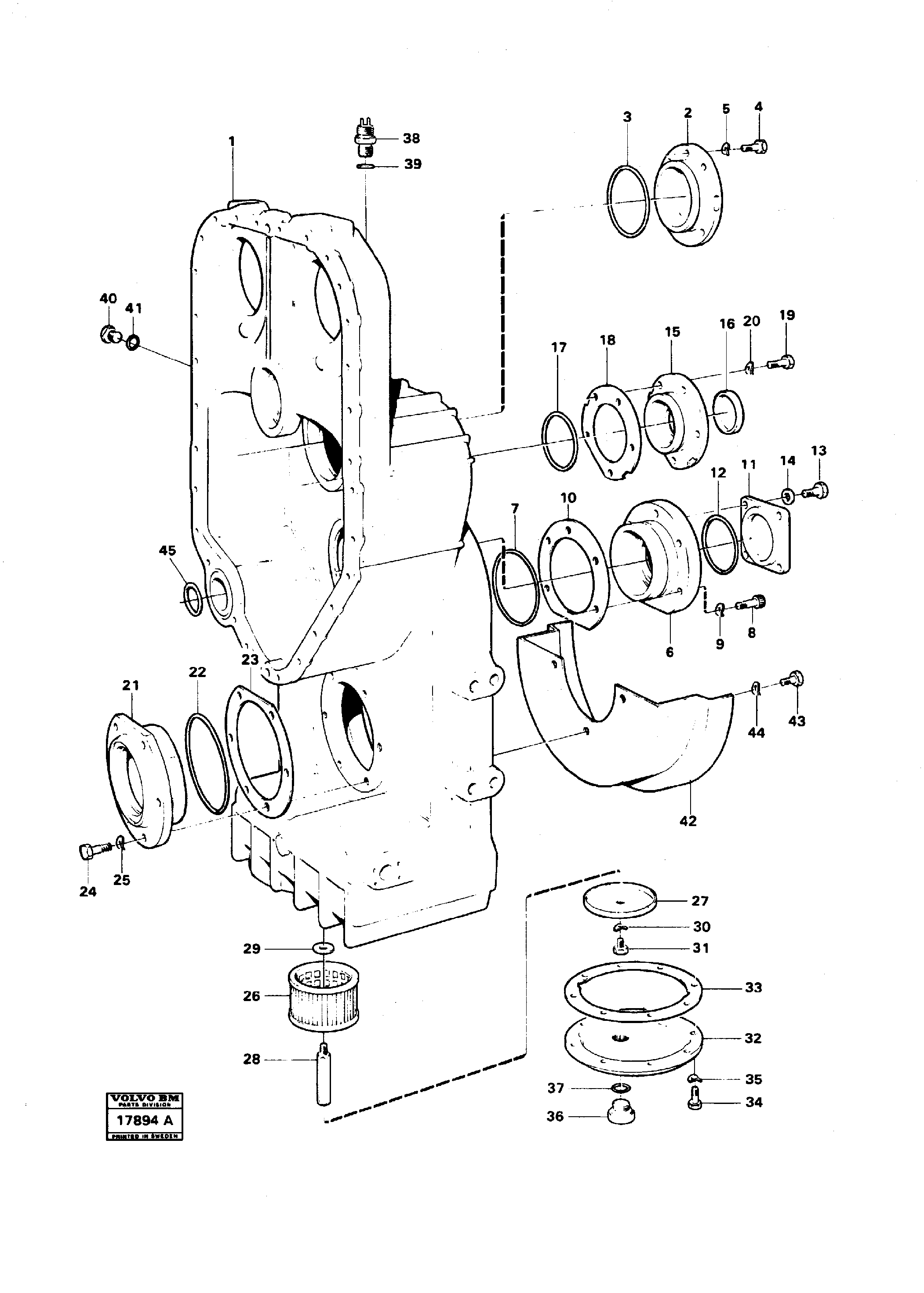 Схема запчастей Volvo 4600B 4600B - 20283 Transfer gearbox housing and cover 