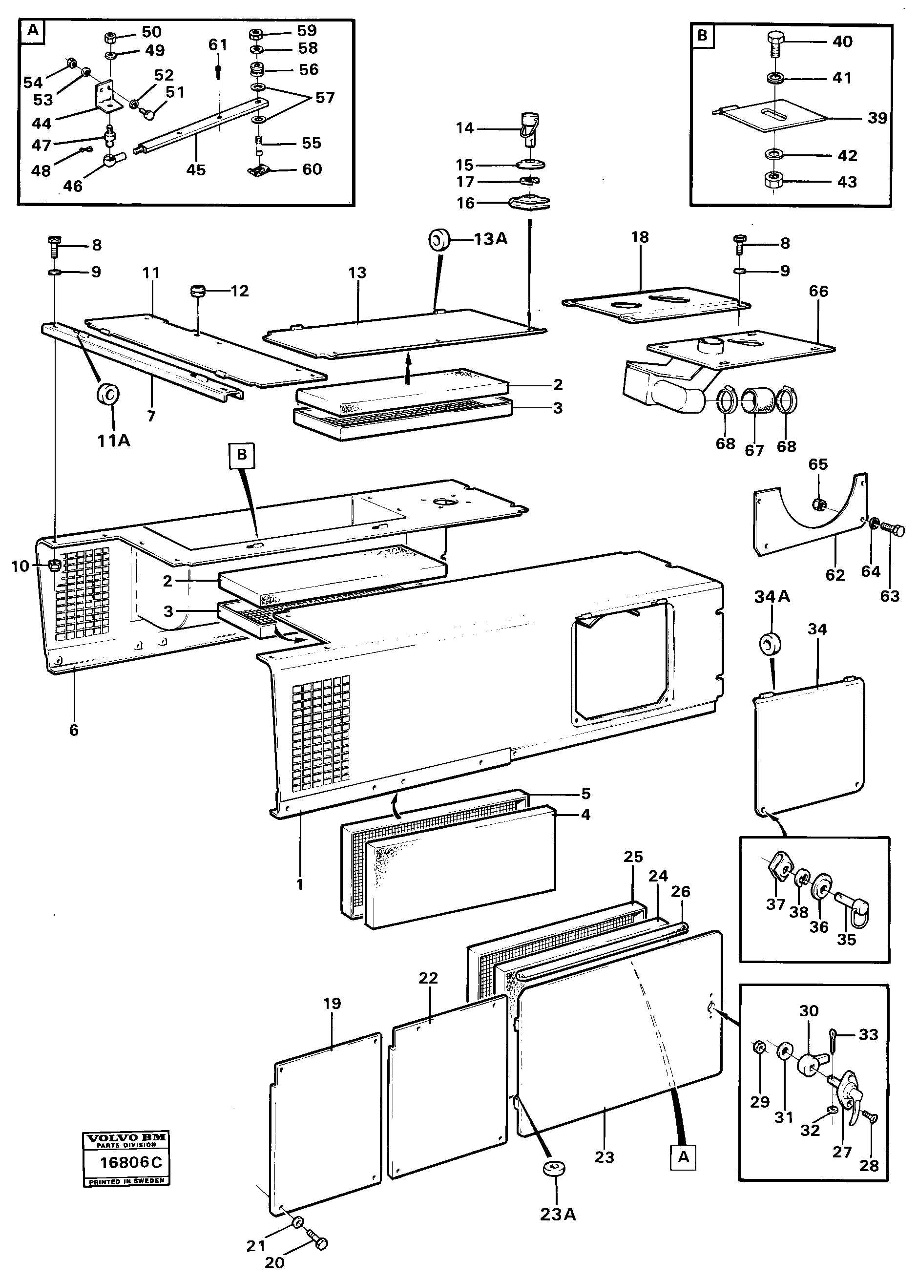 Схема запчастей Volvo 4600B 4600B - 16491 Engine hood 